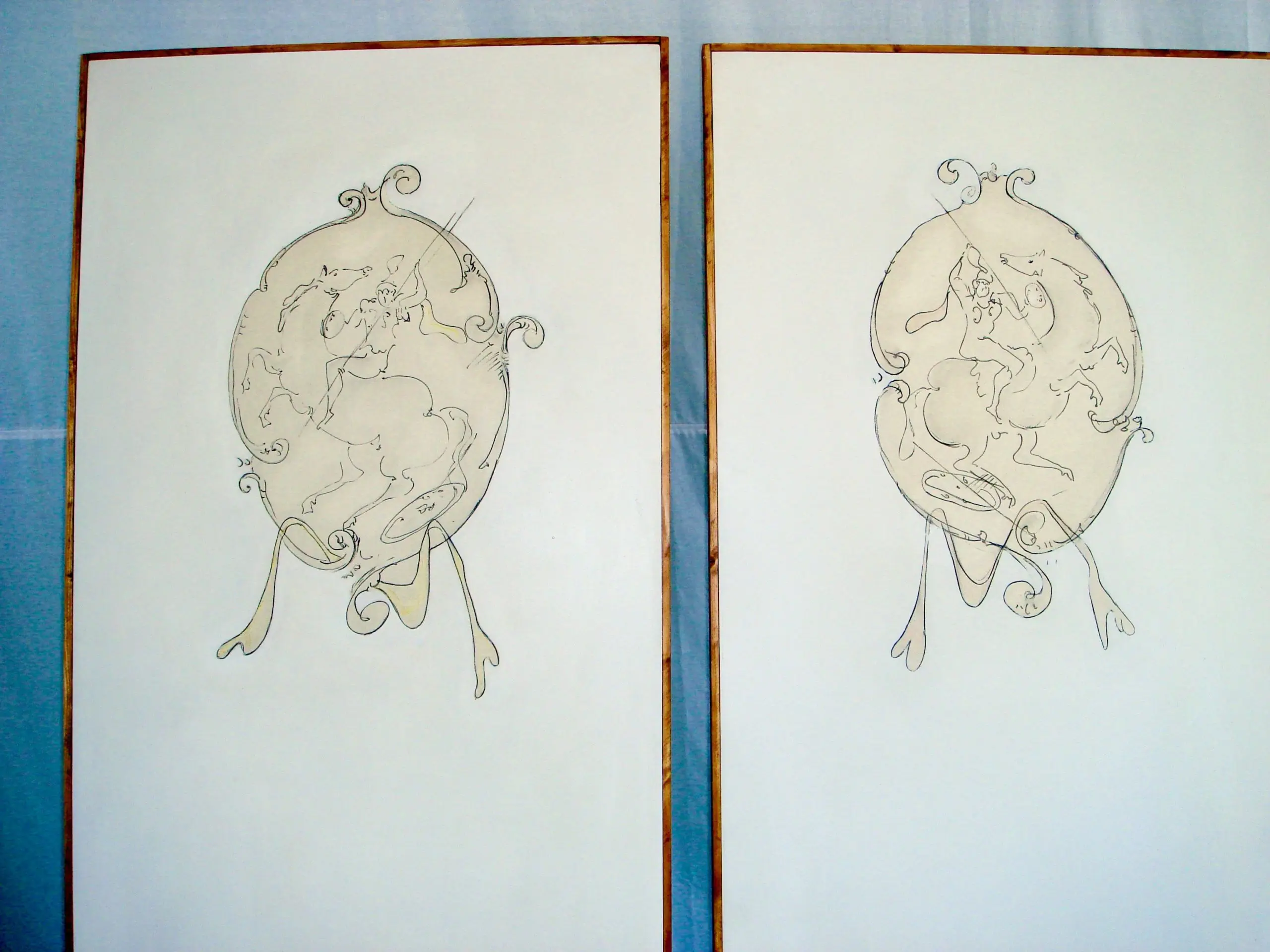 Important and Rare Pair of Lucio Fontana Painted Panels "Battle",1952-3 — image 3