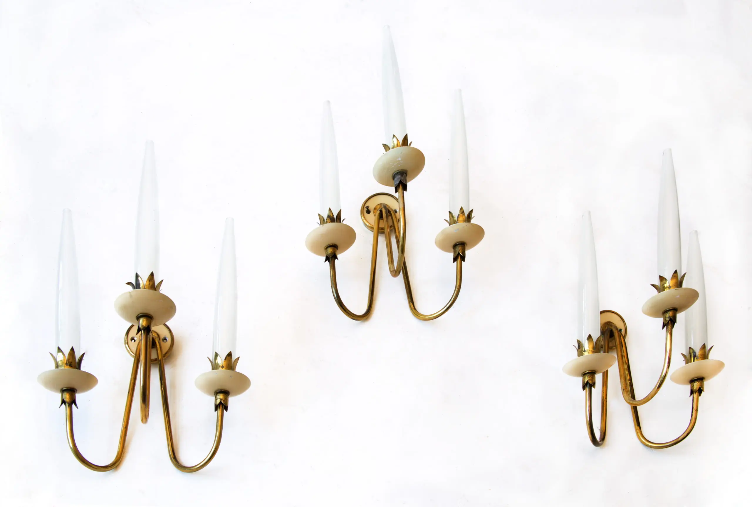 Rare Set of Three Angelo Lelli Wall Lights,1950 — image 3