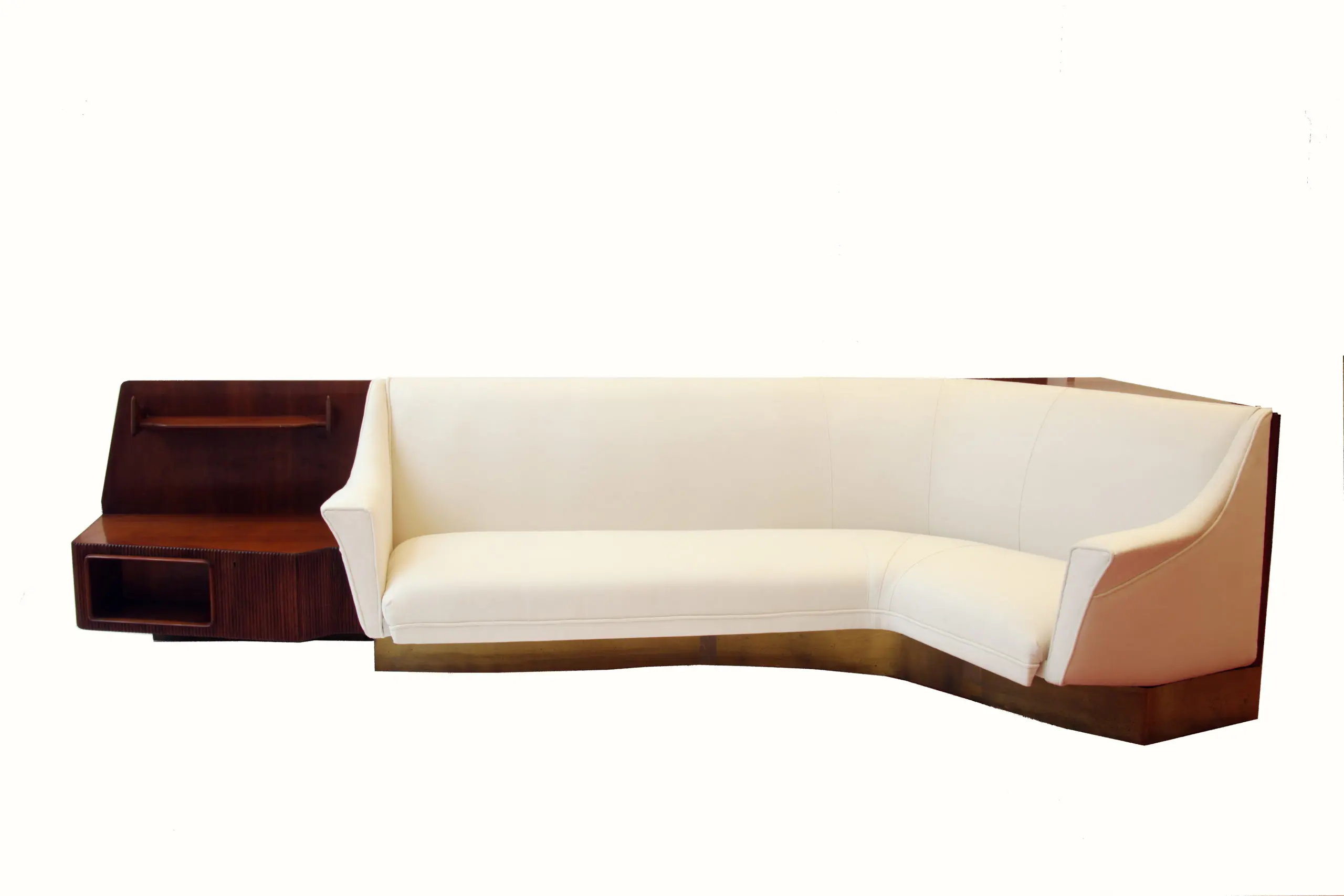 Important Italian Wall Unit, Large Curved Sofa and Shelfs by Dassi, 1950 — image 2
