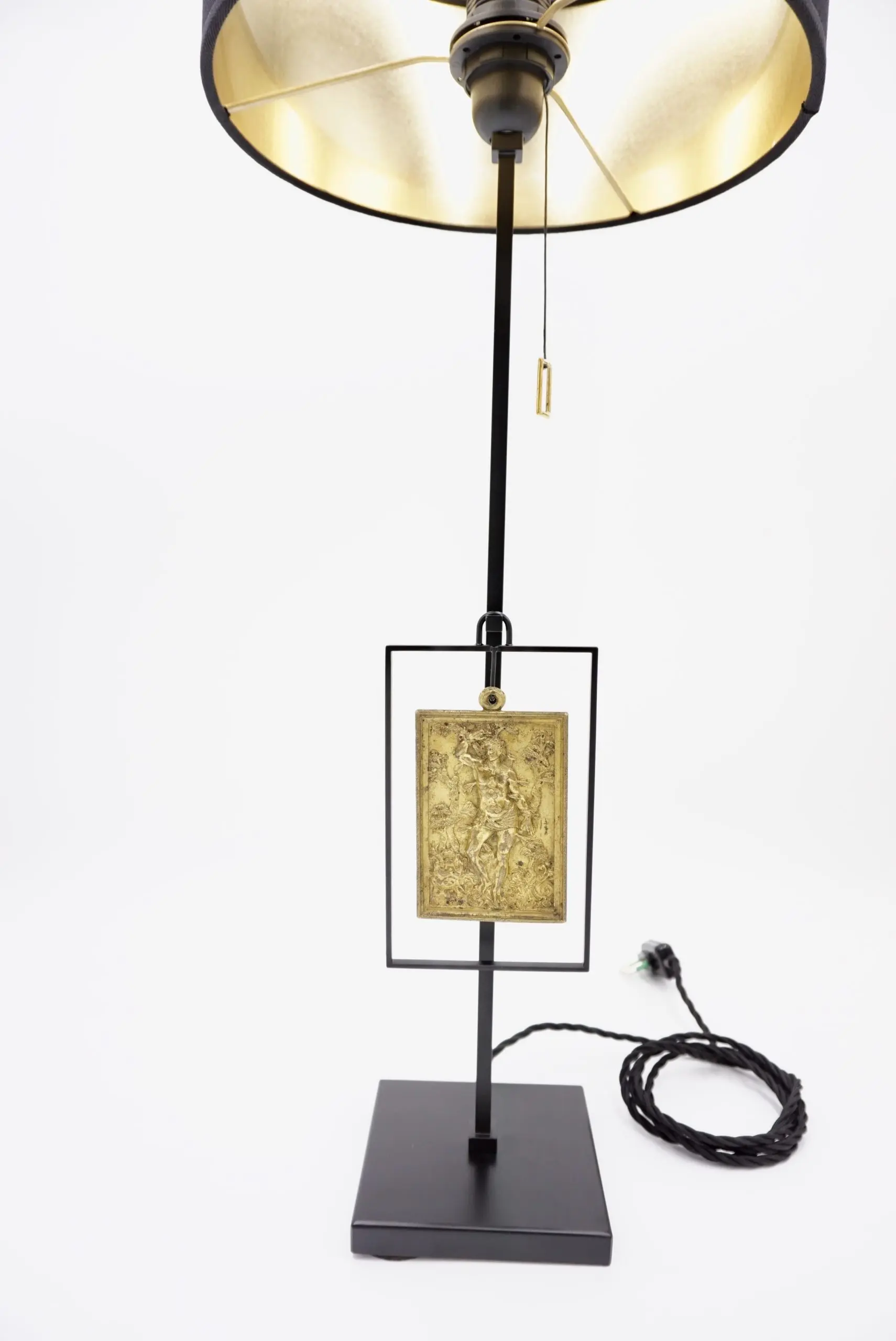 "Masterpieces of light" brass table lamp with S. Sebastiano bronze plaque XVII° — image 2
