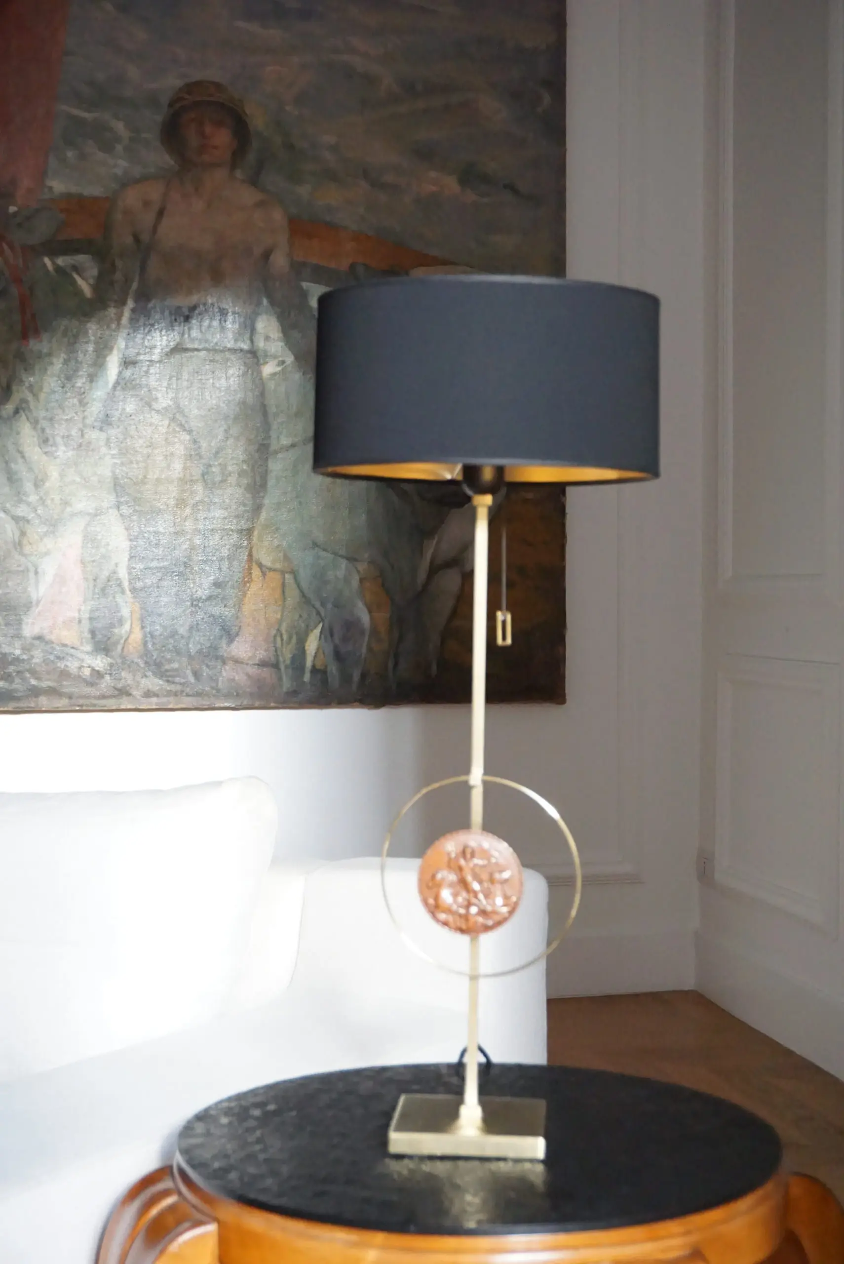 "Masterpieces of light" brass table lamp with Van Vianen copper sculpture XVII° — photo 22