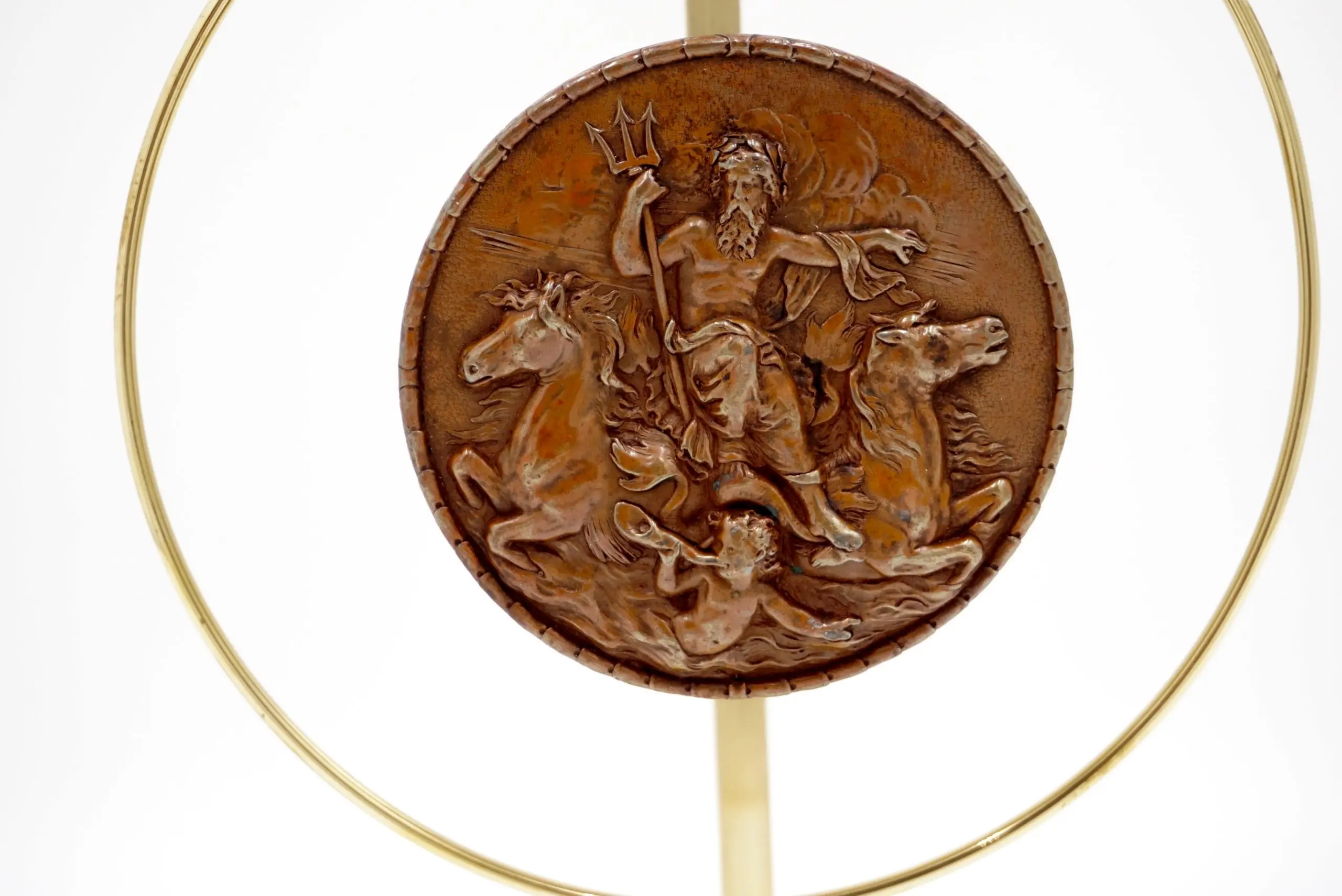 "Masterpieces of light" brass table lamp with Van Vianen copper sculpture XVII° — photo 7