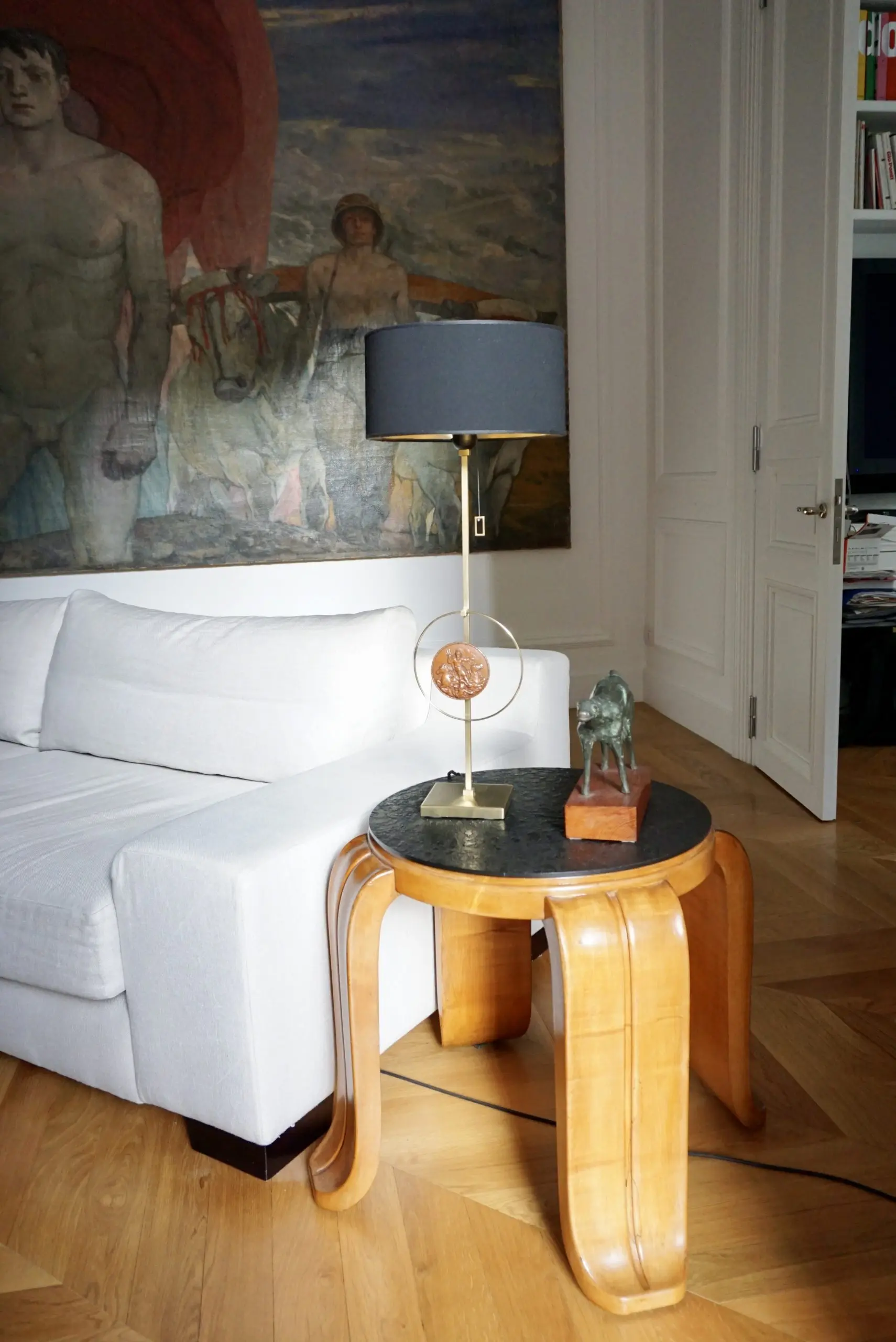 "Masterpieces of light" brass table lamp with Van Vianen copper sculpture XVII° — photo 21