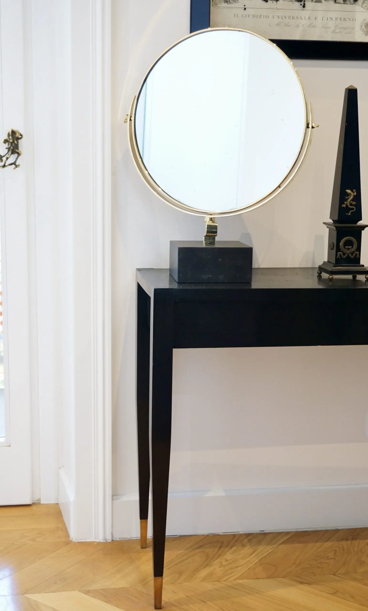Gio Ponti Vanity Mirror "Fontana Arte" on Black Marquinha Marble Block, 1955 — photo 16