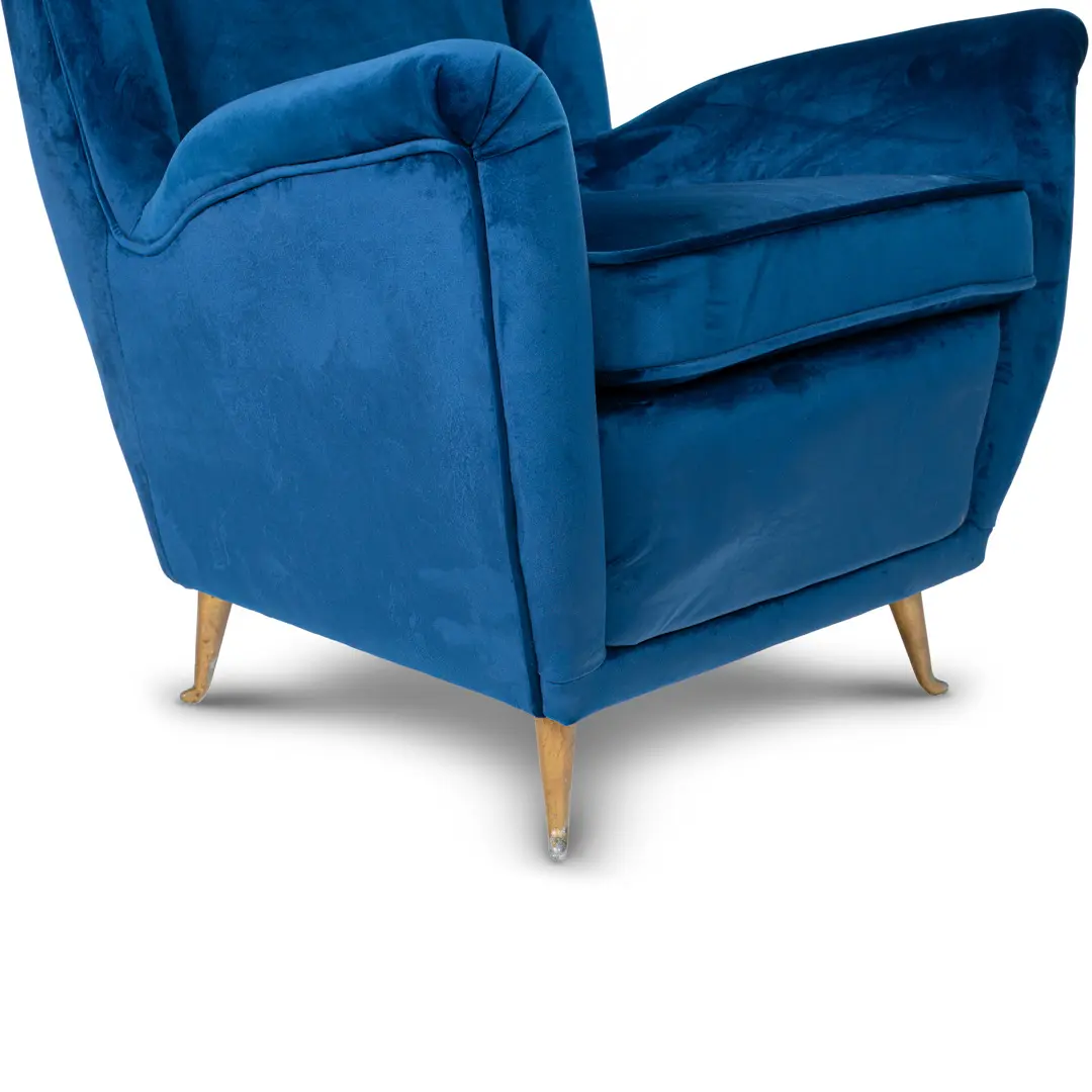 pair of blu velvet Gio Ponti bergere wingback armchairs by ISA, 1950 — photo 10