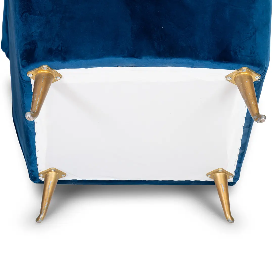 pair of blu velvet Gio Ponti bergere wingback armchairs by ISA, 1950 — photo 5
