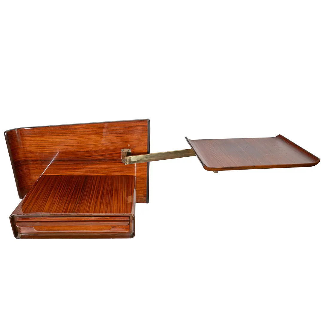 pair of unique rosewood hanging Cavatorta bedside tables, adjustable shelfs 1950 — photo 10