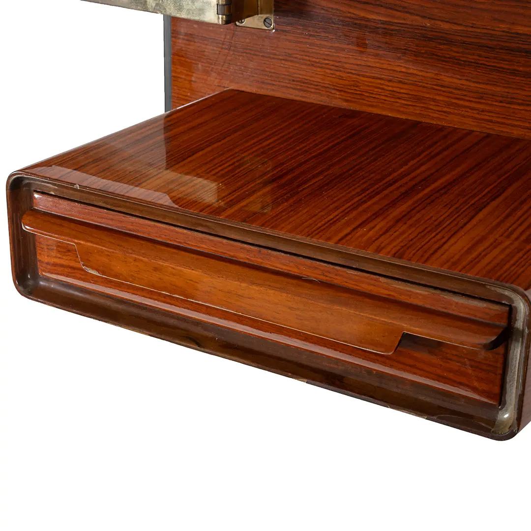 pair of unique rosewood hanging Cavatorta bedside tables, adjustable shelfs 1950 — photo 15