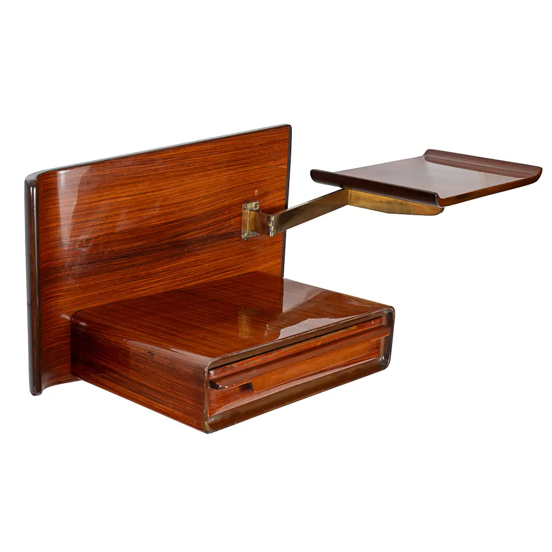 pair of unique rosewood hanging Cavatorta bedside tables, adjustable shelfs 1950 — photo 4