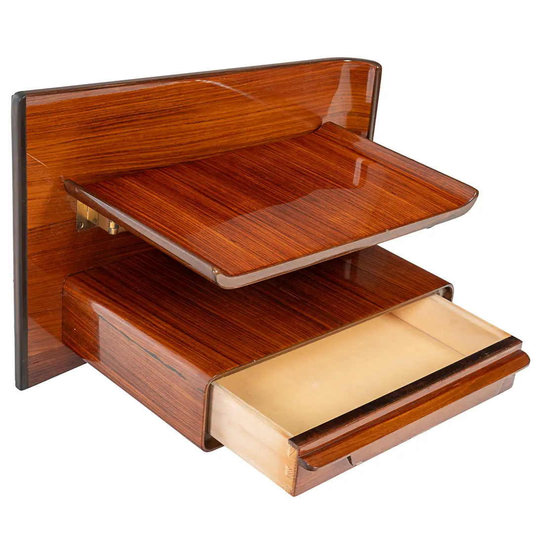 pair of unique rosewood hanging Cavatorta bedside tables, adjustable shelfs 1950 — photo 23