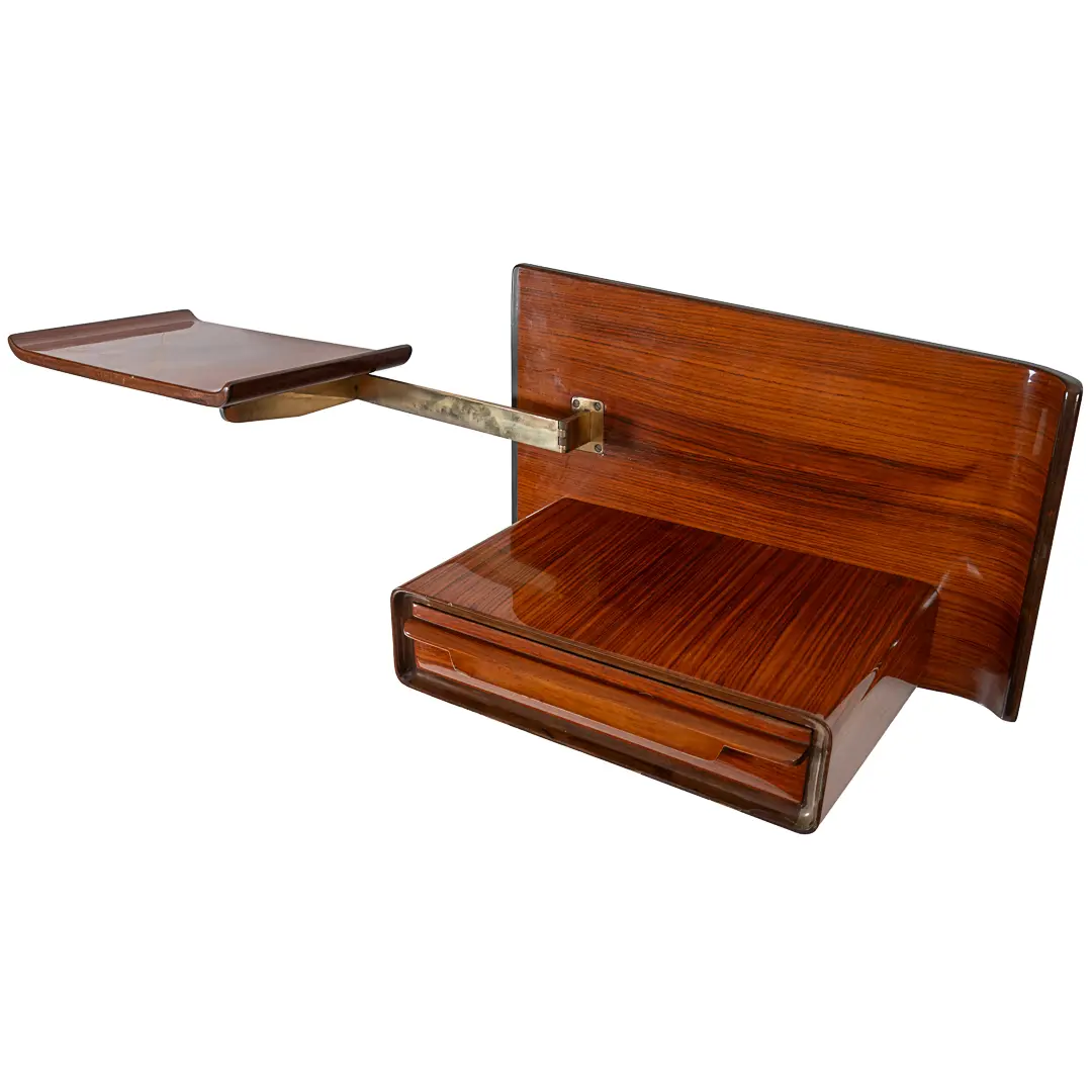 pair of unique rosewood hanging Cavatorta bedside tables, adjustable shelfs 1950 — photo 14
