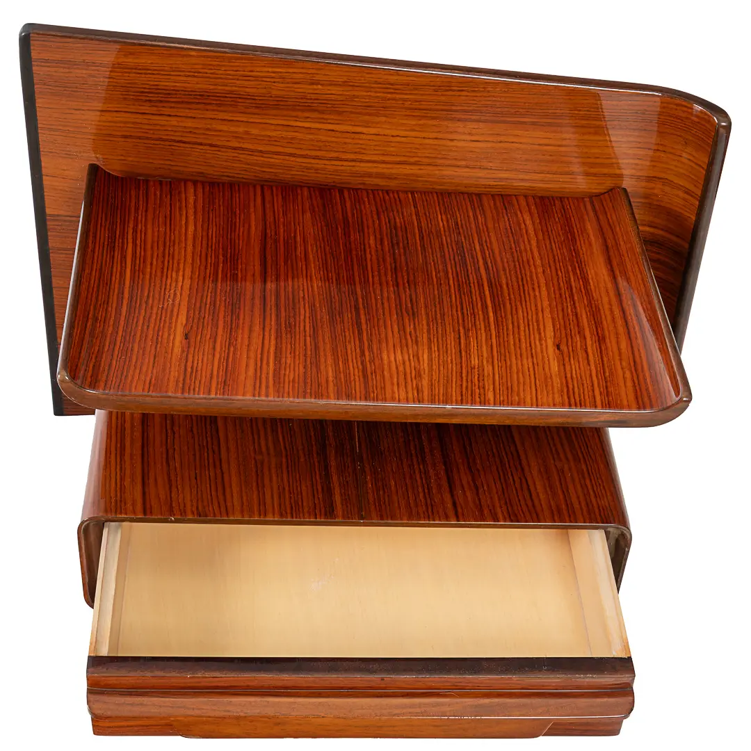 pair of unique rosewood hanging Cavatorta bedside tables, adjustable shelfs 1950 — photo 24