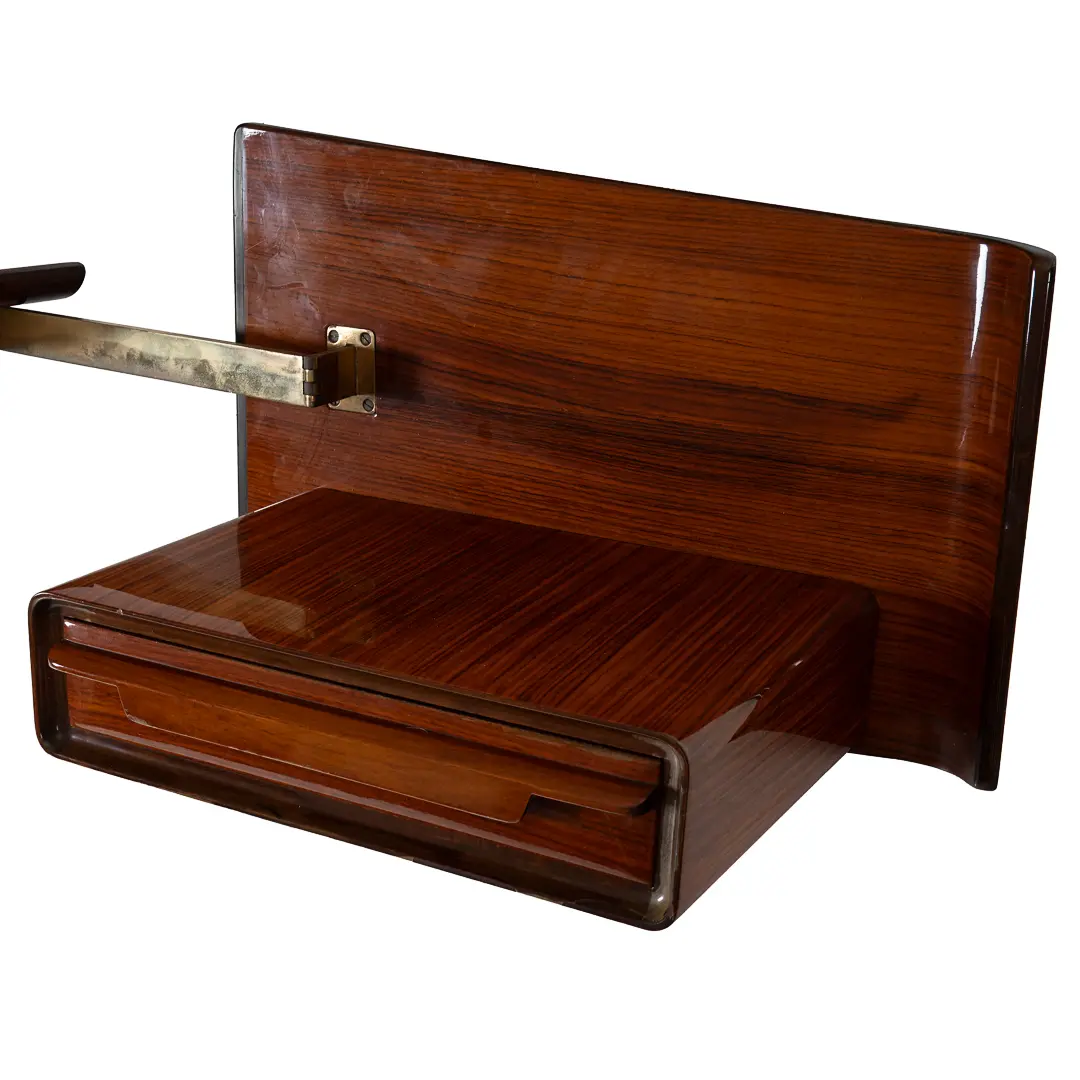 pair of unique rosewood hanging Cavatorta bedside tables, adjustable shelfs 1950 — photo 16