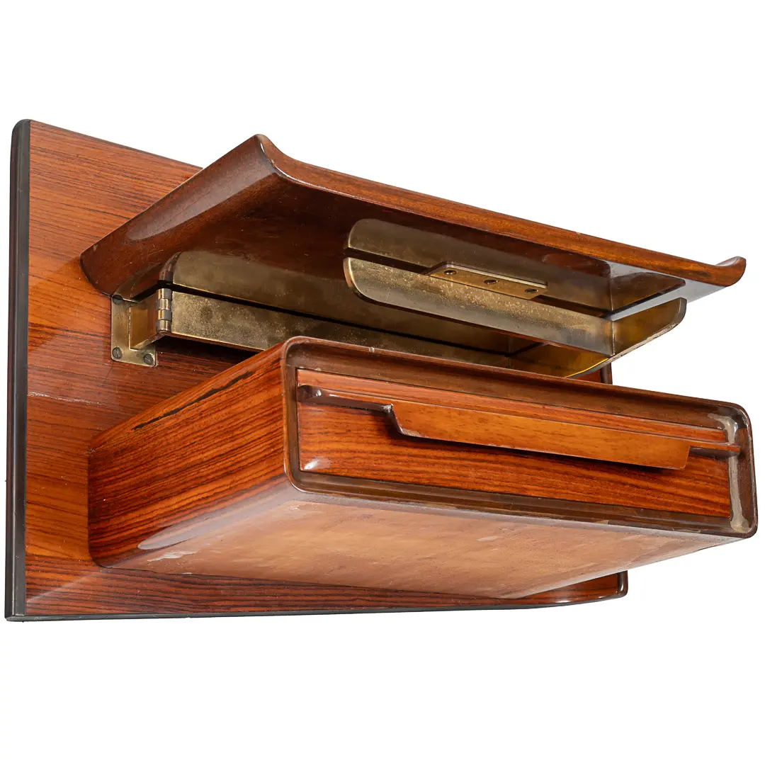 pair of unique rosewood hanging Cavatorta bedside tables, adjustable shelfs 1950 — photo 22