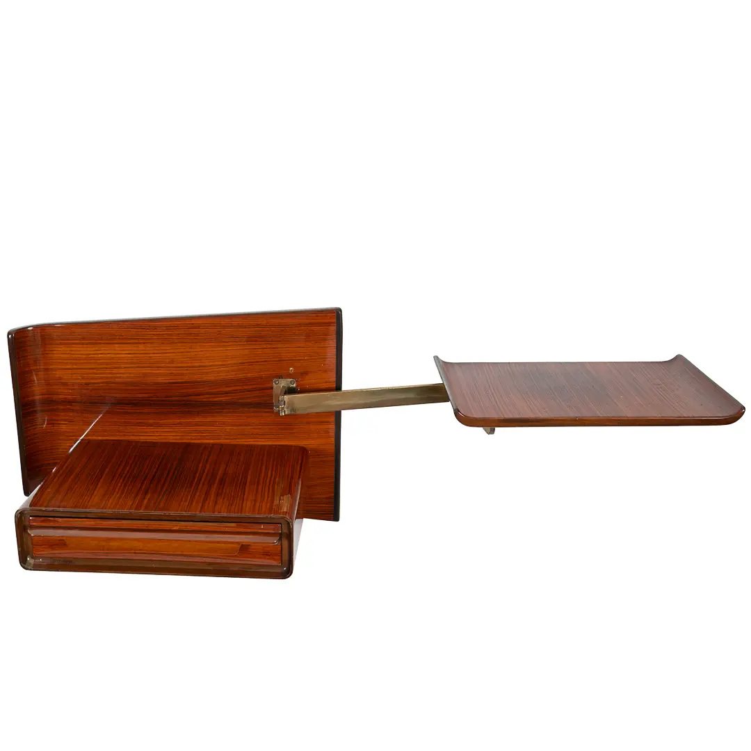 pair of unique rosewood hanging Cavatorta bedside tables, adjustable shelfs 1950 — image 3