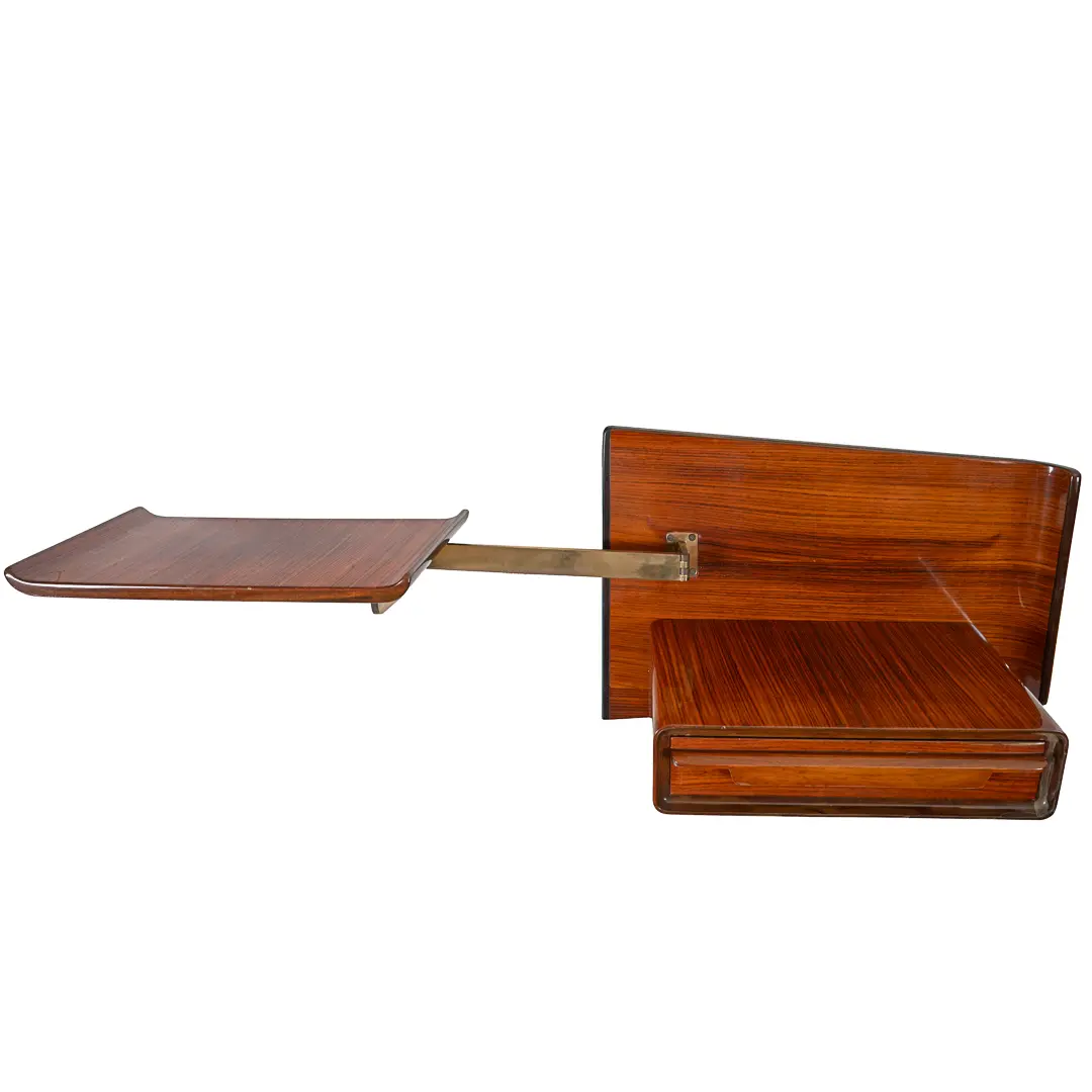 pair of unique rosewood hanging Cavatorta bedside tables, adjustable shelfs 1950 — photo 13