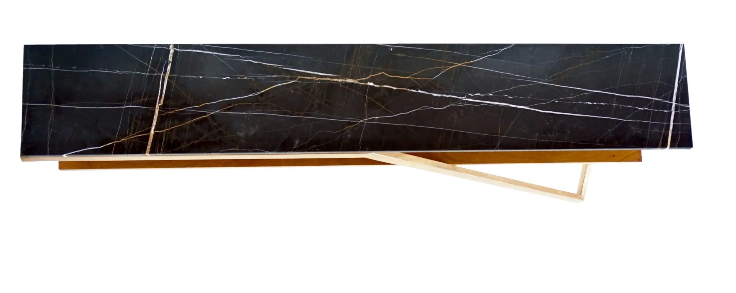 Lorenzo Ciompi "DAFNE" console wall mounted noir doree marble,teak contemporary — photo 4