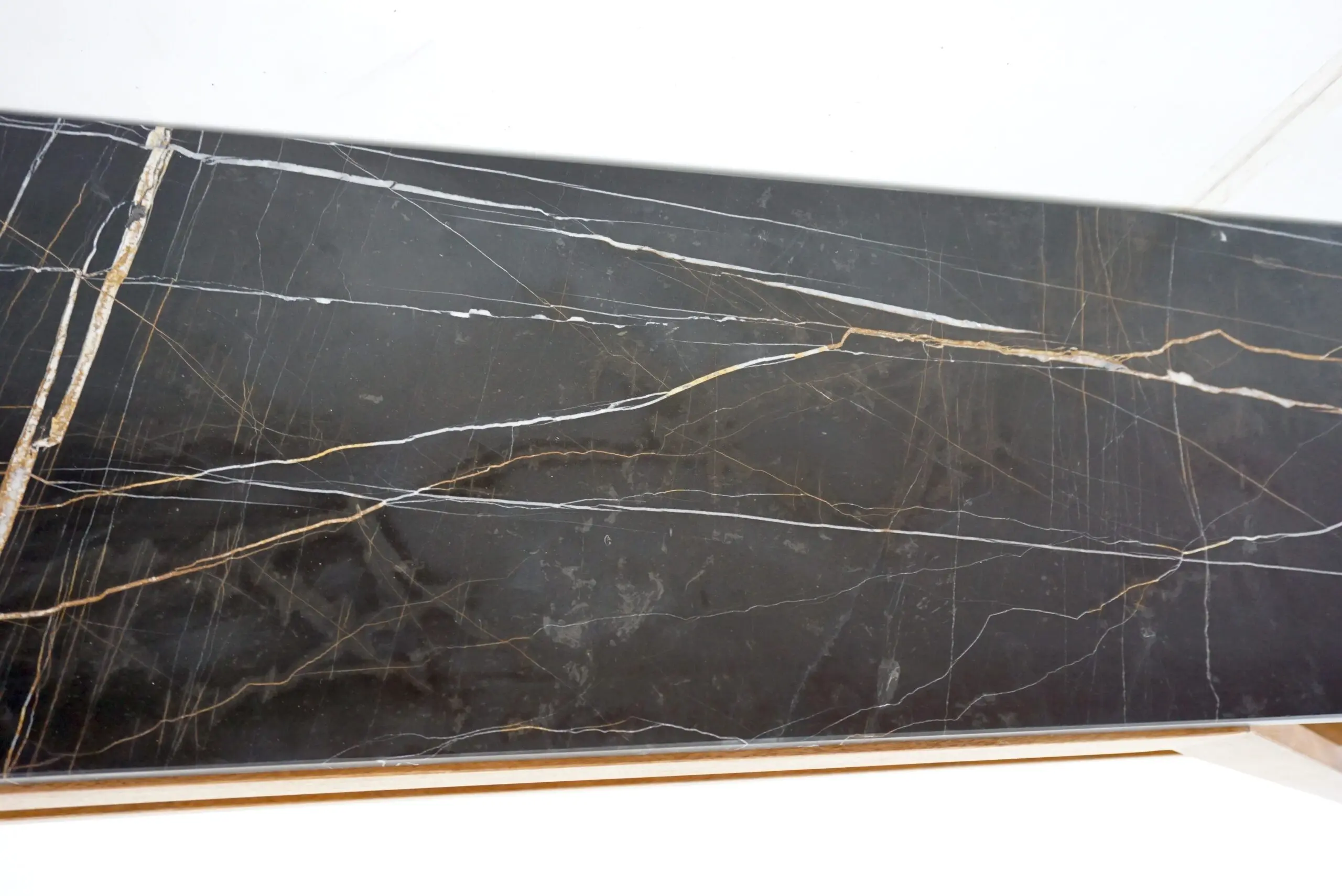 Lorenzo Ciompi "DAFNE" console wall mounted noir doree marble,teak contemporary — photo 15