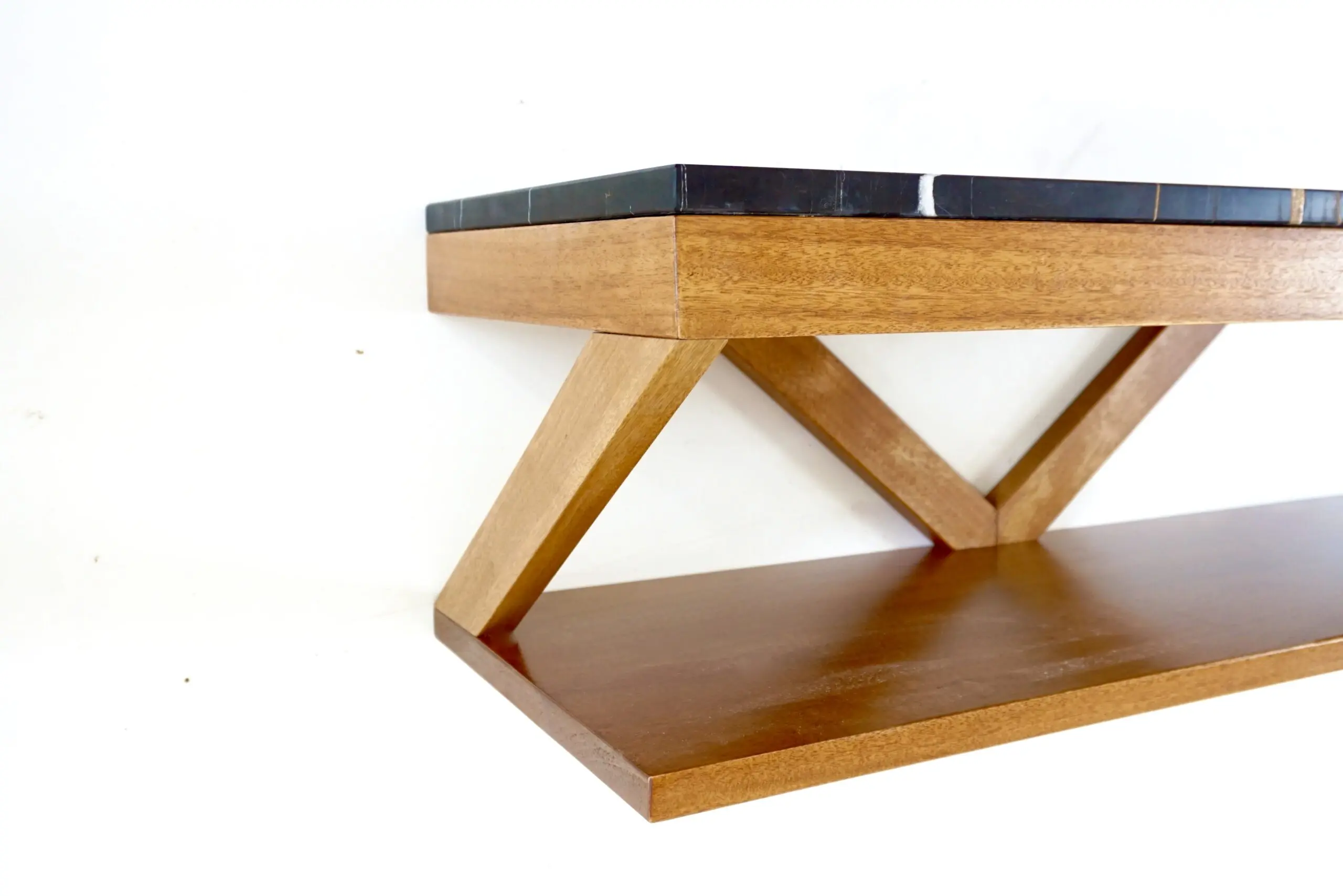 Lorenzo Ciompi "DAFNE" console wall mounted noir doree marble,teak contemporary — photo 12