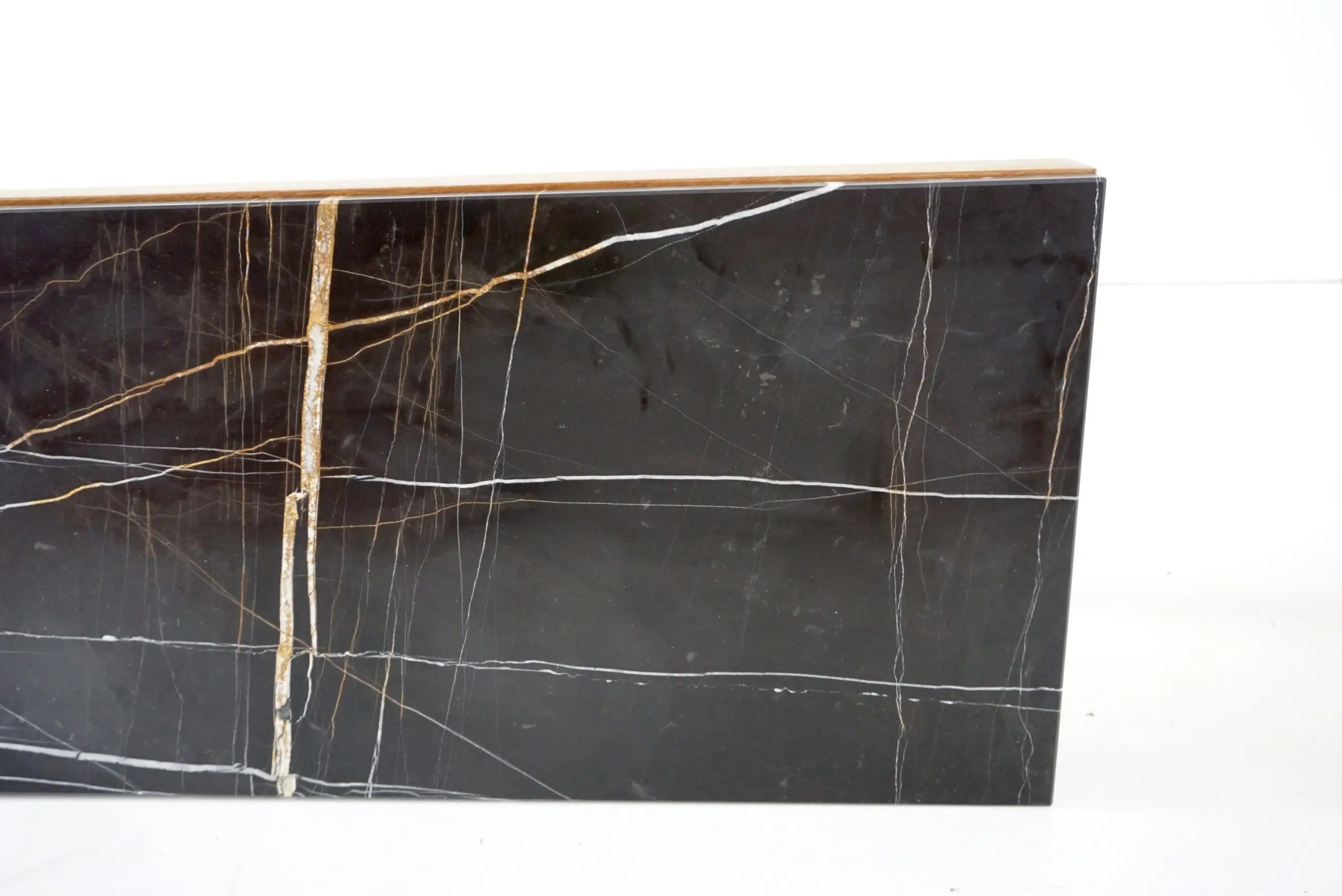 Lorenzo Ciompi "DAFNE" console wall mounted noir doree marble,teak contemporary — photo 14