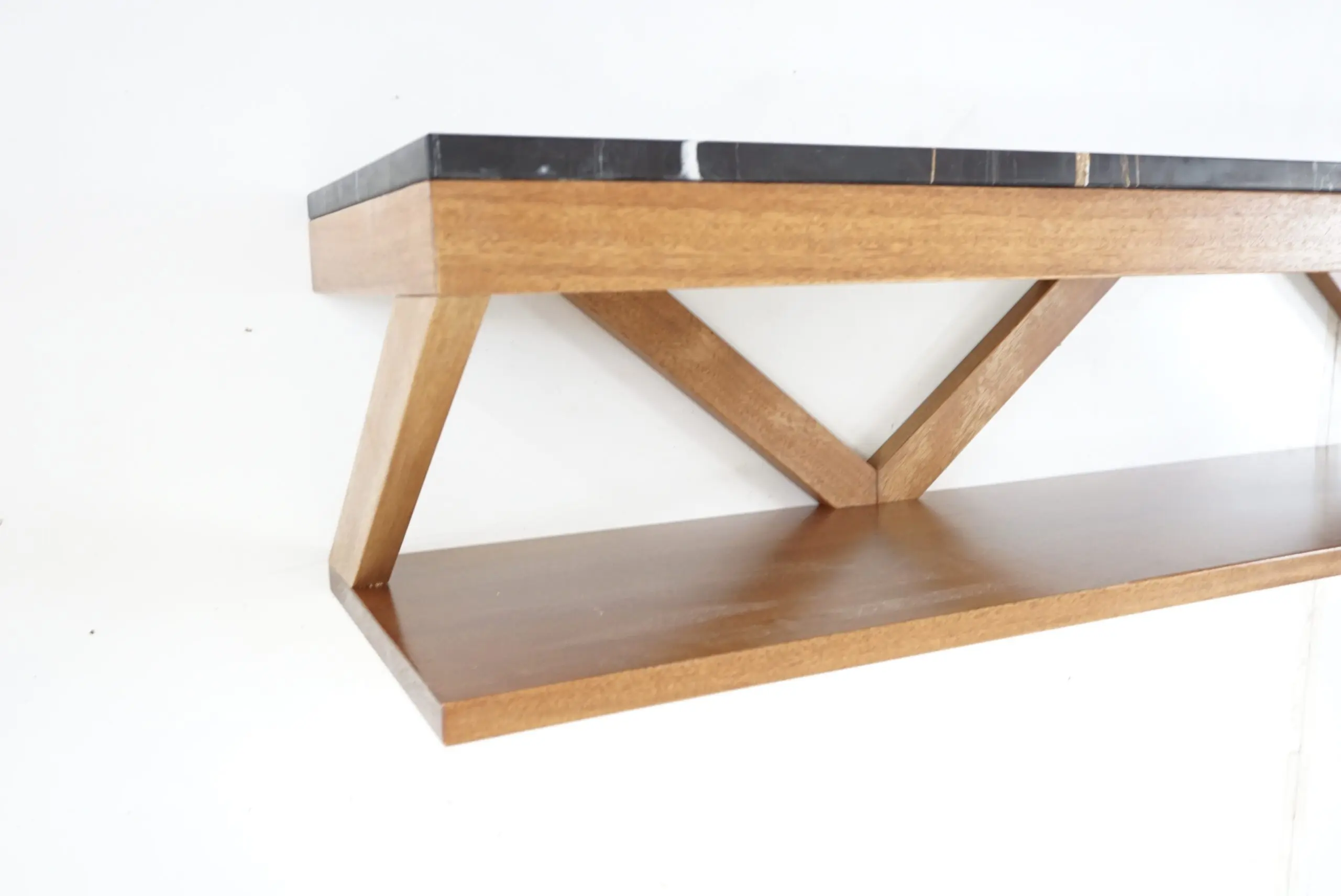 Lorenzo Ciompi "DAFNE" console wall mounted noir doree marble,teak contemporary — photo 11
