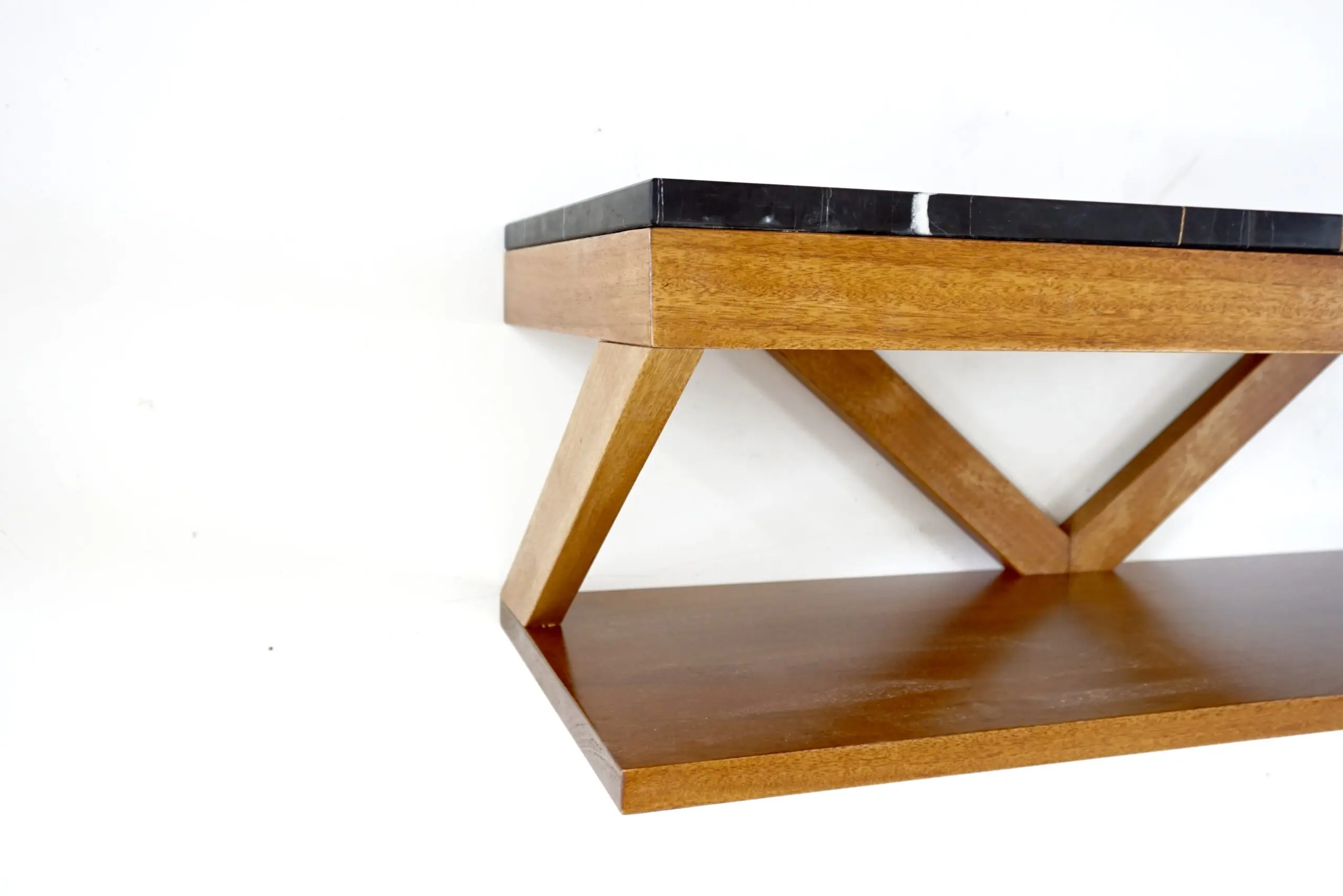 Lorenzo Ciompi "DAFNE" console wall mounted noir doree marble,teak contemporary — photo 13