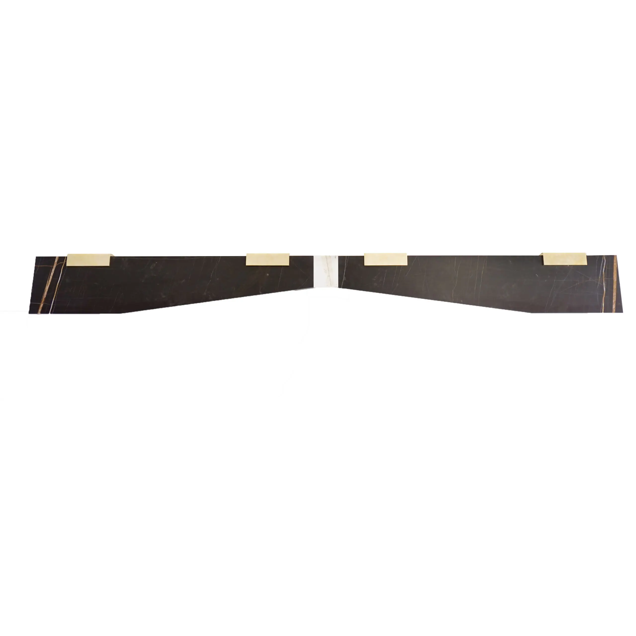 pair of wall mounted hanging marble brass consoles "Icaro Wings" by Lorenzo Ciompi,2022 — Lorenzo Ciompi