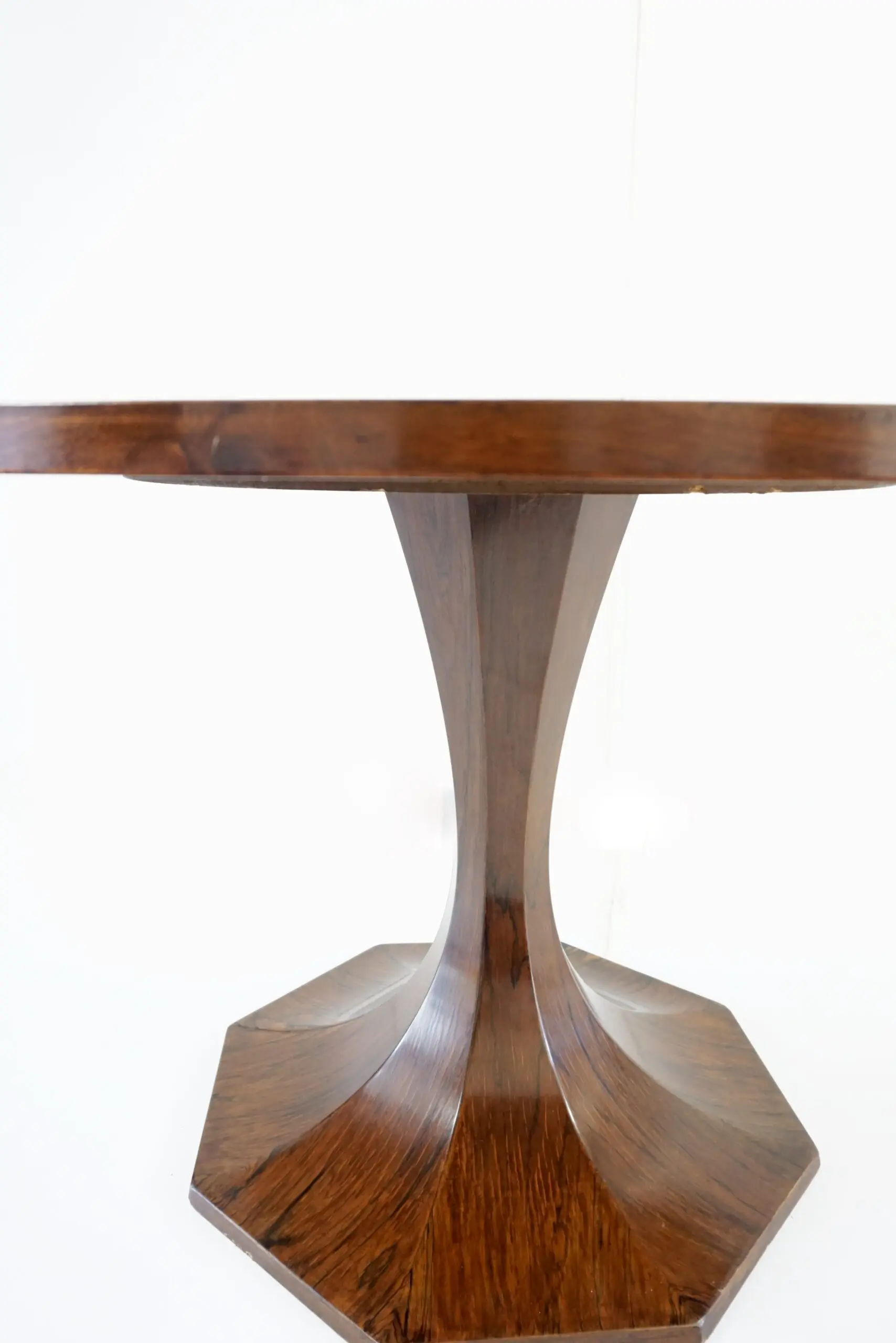 stunning  Carlo De Carli large wood veneer round pedestal dining table, 1960 — photo 11