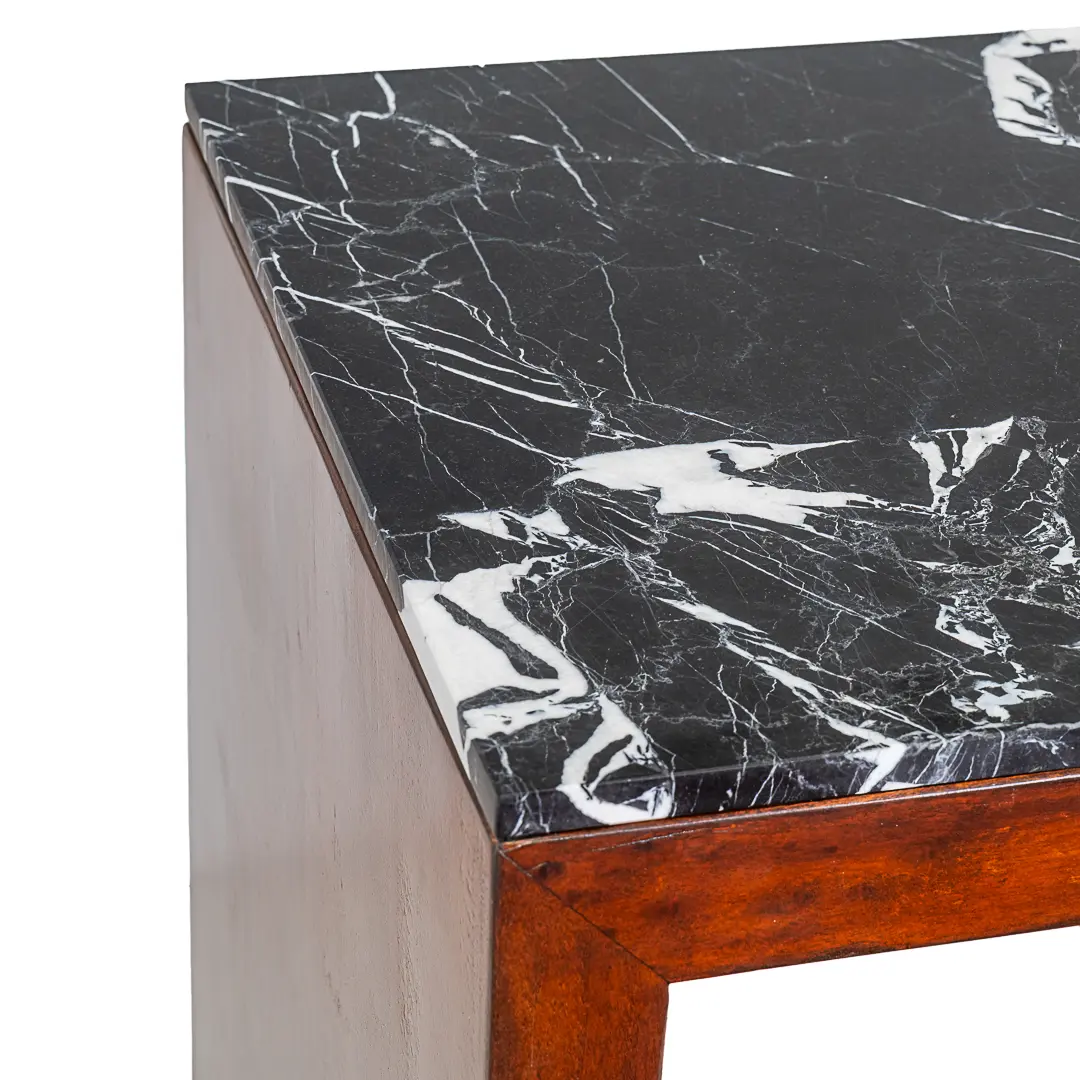 pair of C&U Lorenzo Ciompi wood, brass and marble console tables,Italy 2022 — photo 11