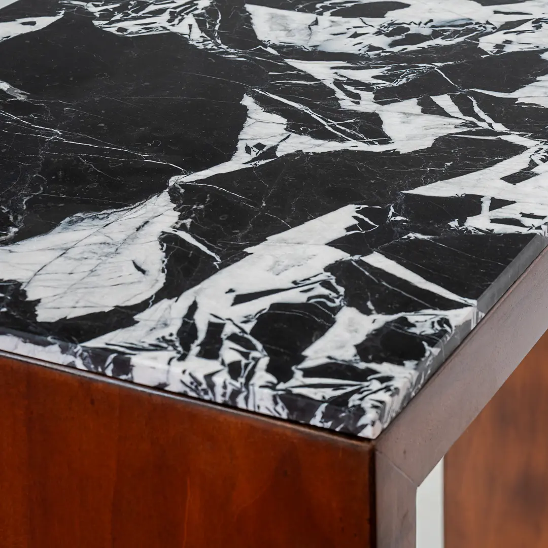 pair of C&U Lorenzo Ciompi wood, brass and marble console tables,Italy 2022 — photo 13