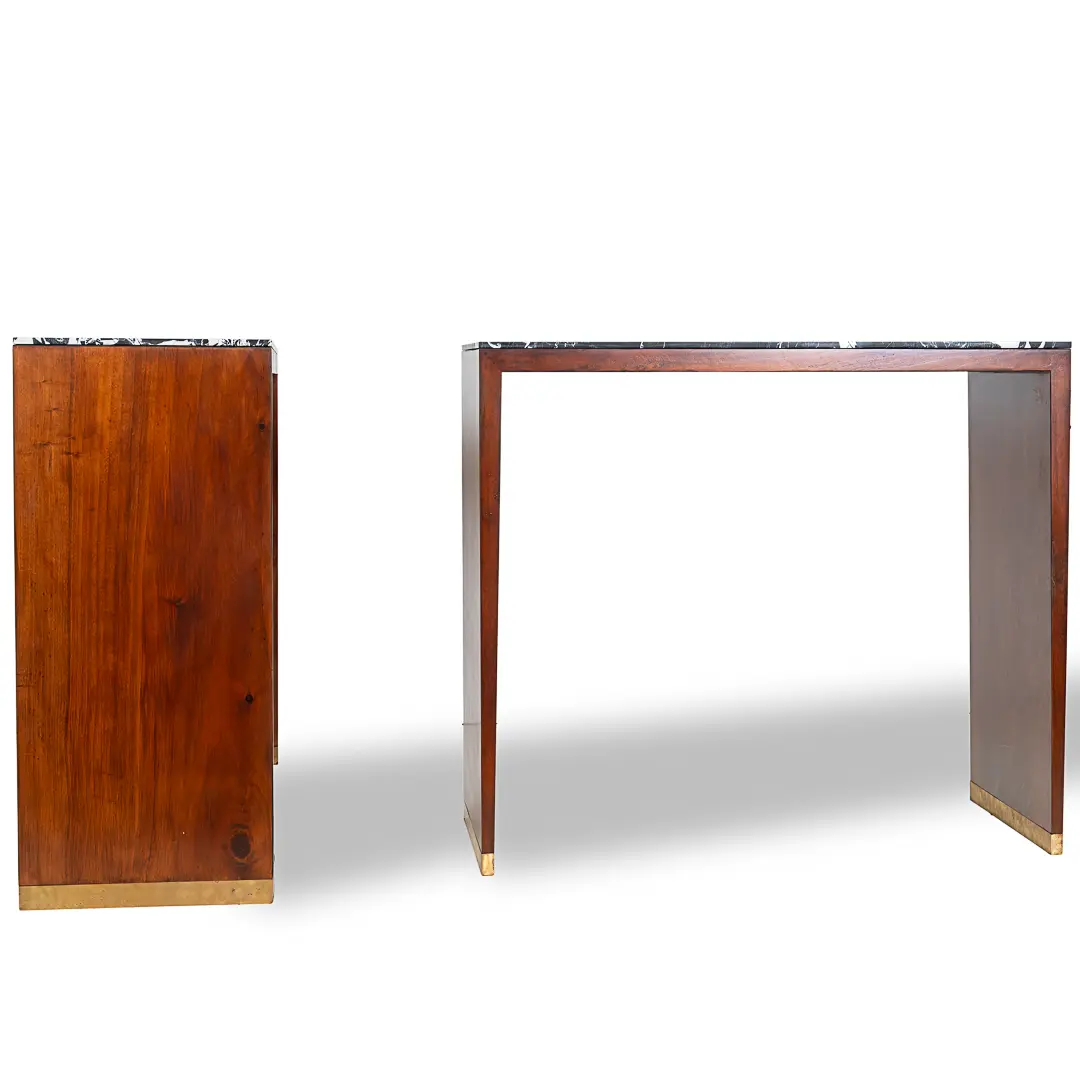 pair of C&U Lorenzo Ciompi wood, brass and marble console tables,Italy 2022 — photo 4