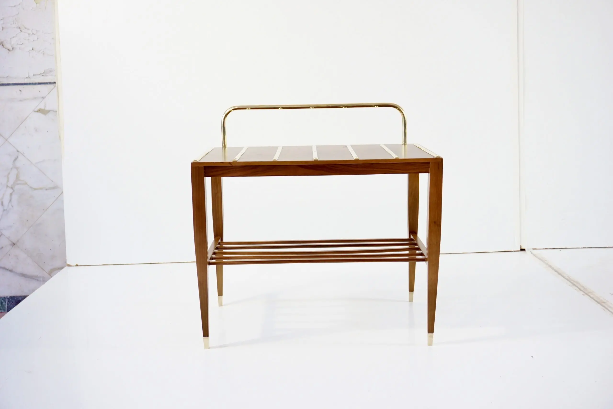 Gio Ponti Walnut Side Table, Luggage Rack for Hotel Royal Naples, 1955 — image 3