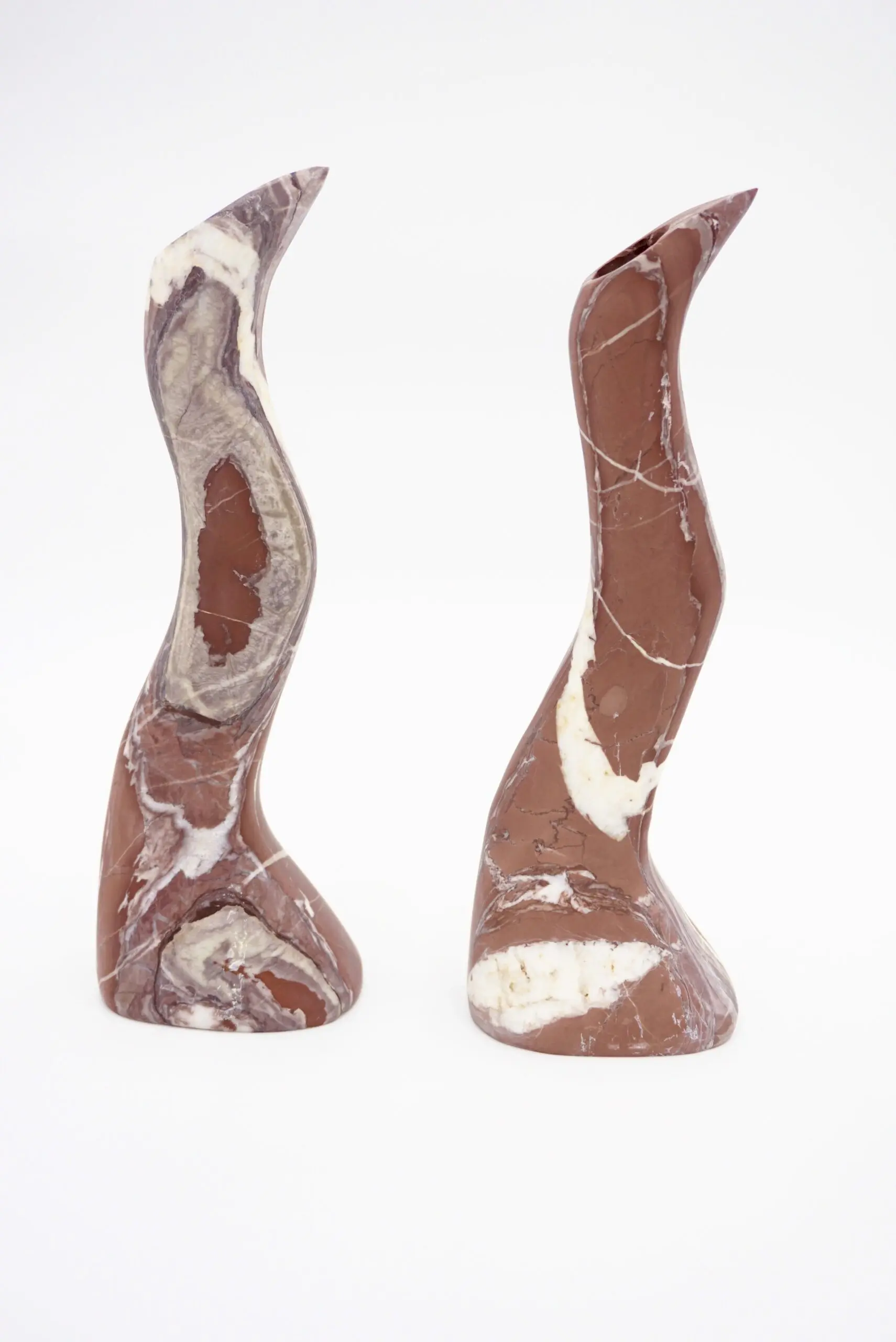 Pair of Coral Red Snake Sculptural Marble Candlesticks, by Lorenzo Ciompi 2023 — photo 9