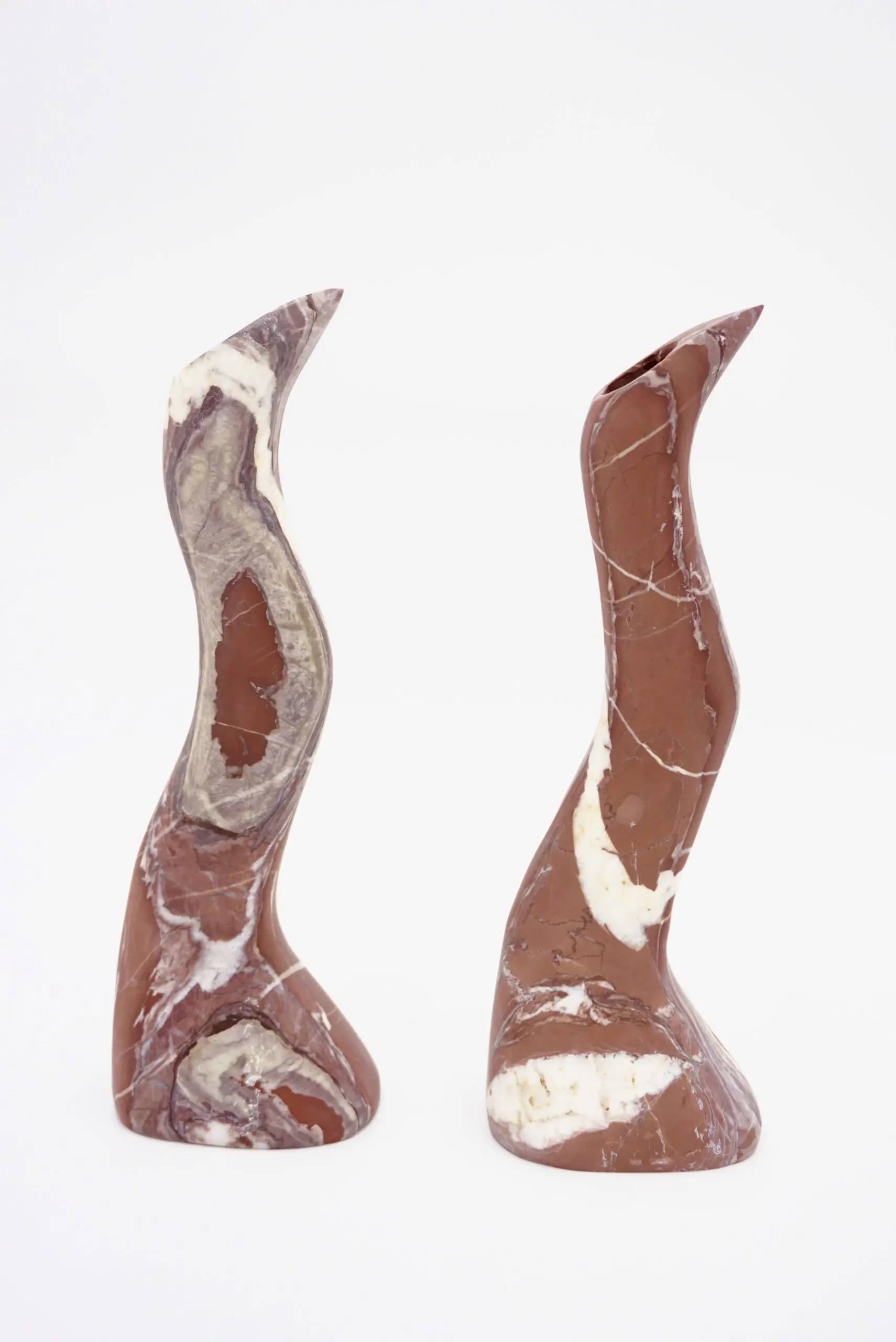 Pair of Coral Red Snake Sculptural Marble Candlesticks, by Lorenzo Ciompi 2023 — photo 10