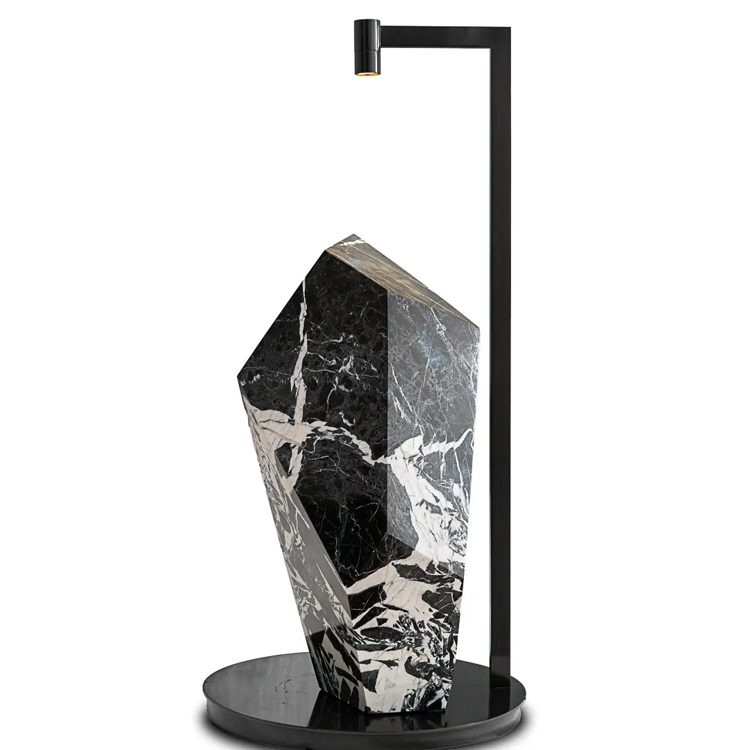Lorenzo Ciompi "Black Polyhedrum" Marble and Bronze Sculptural Table Lamp, 2023 — photo 4