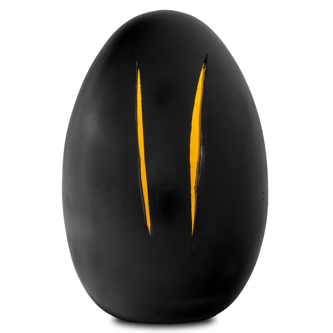 "THE END OF GOD" sculptural black ceramic table lamp, tribute to Lucio Fontana — photo 4