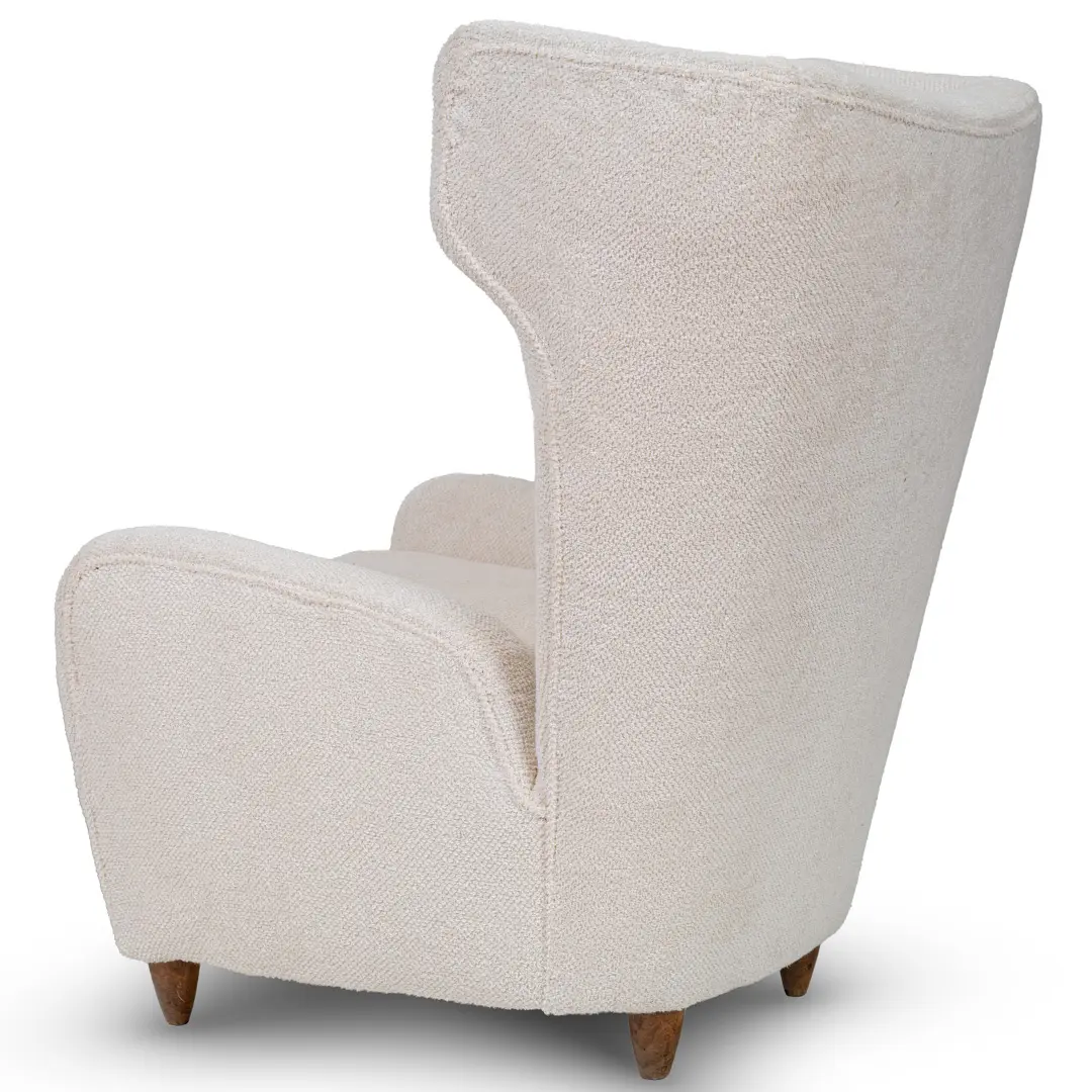 pair of Paolo Buffa white  bouclette high wingback  Bergere armchairs, 1950 — photo 4