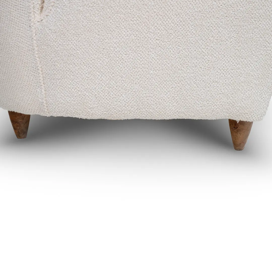 pair of Paolo Buffa white  bouclette high wingback  Bergere armchairs, 1950 — photo 12