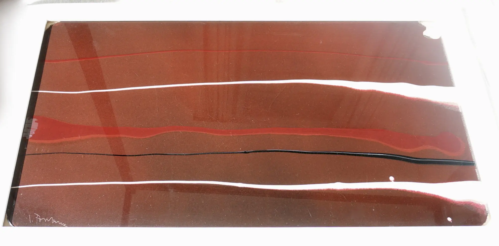 Lucio Fontana "Concetto Spaziale" black, red and white oil on glass, signed 1956 — photo 9