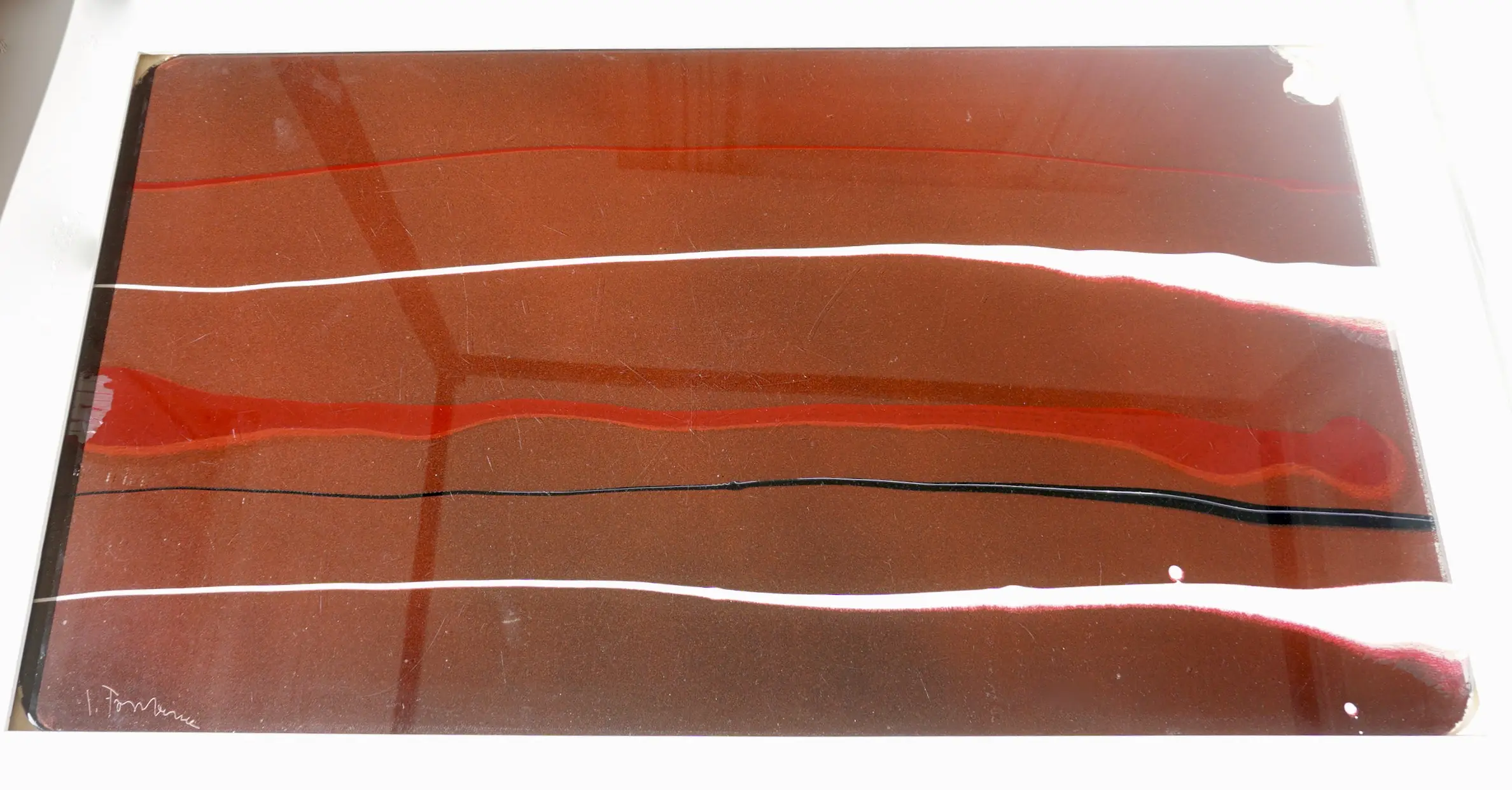 Lucio Fontana "Concetto Spaziale" black, red and white oil on glass, signed 1956 — photo 10