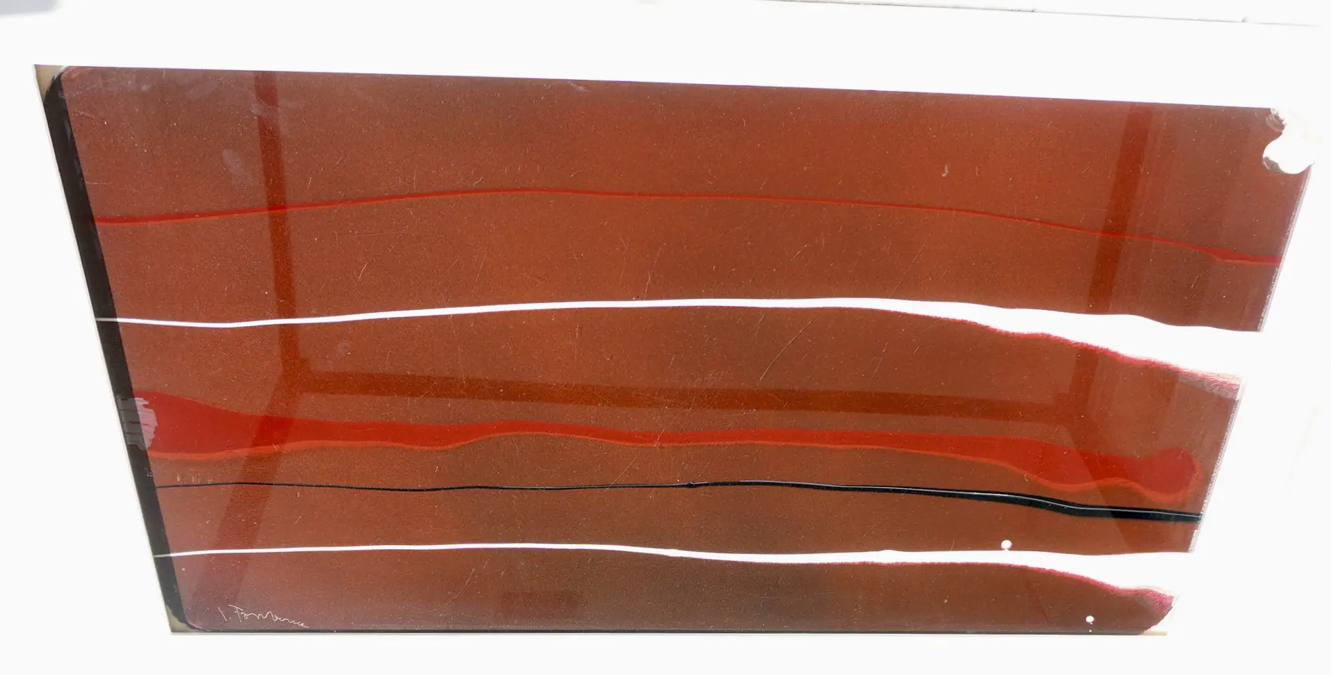 Lucio Fontana "Concetto Spaziale" black, red and white oil on glass, signed 1956 — photo 14