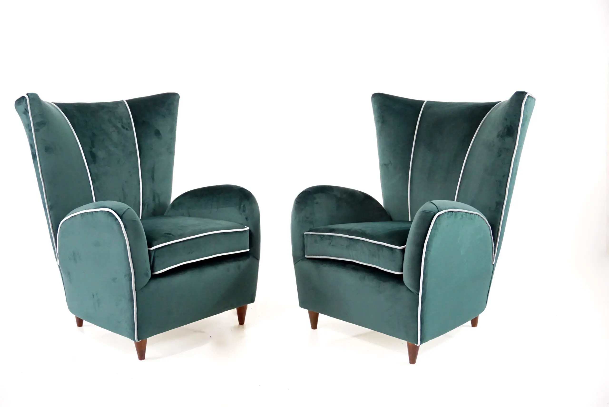 pair of green velvet  Paolo Buffa armchairs,1950 — image 2
