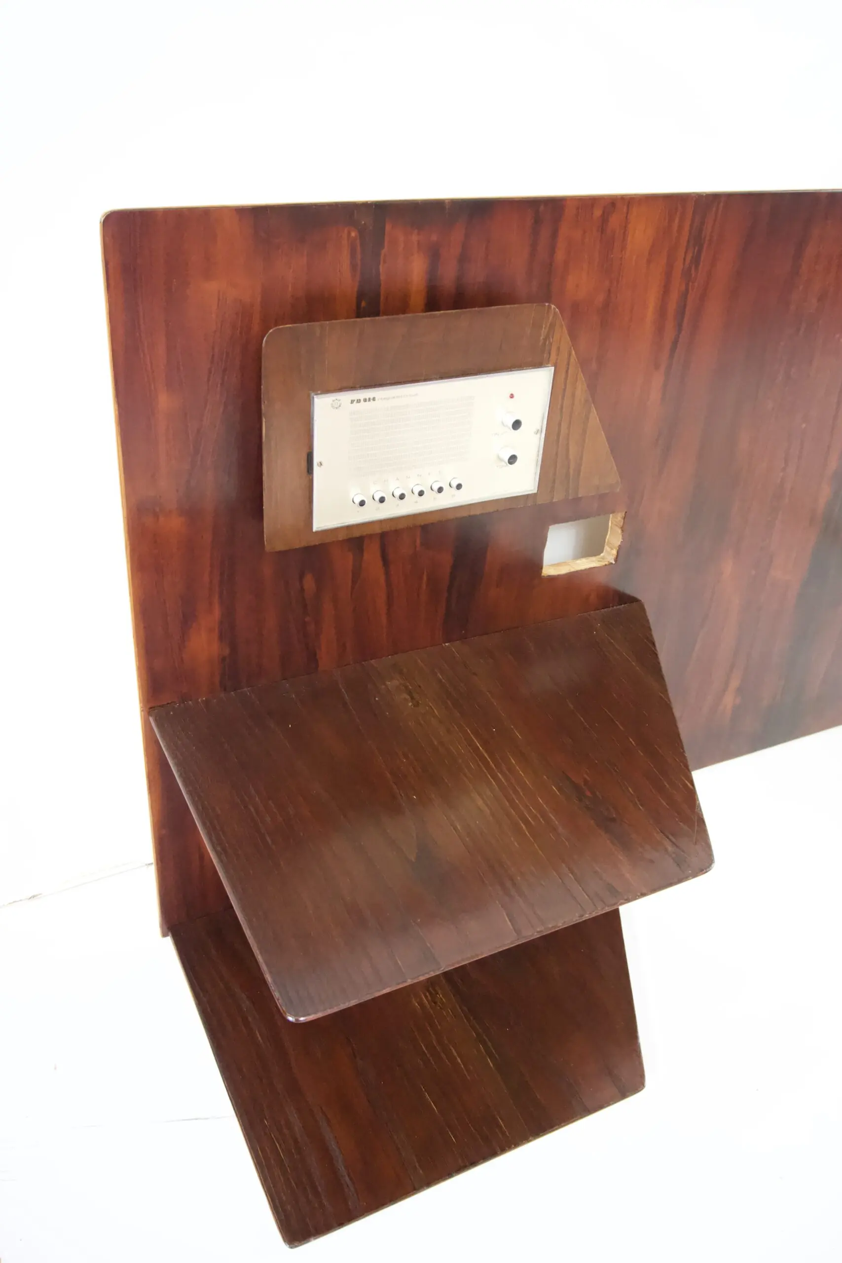 Gio Ponti, pair flamed mahogany Headboard, fitted bedside tables, Hotel Royal, 1955 — photo 5