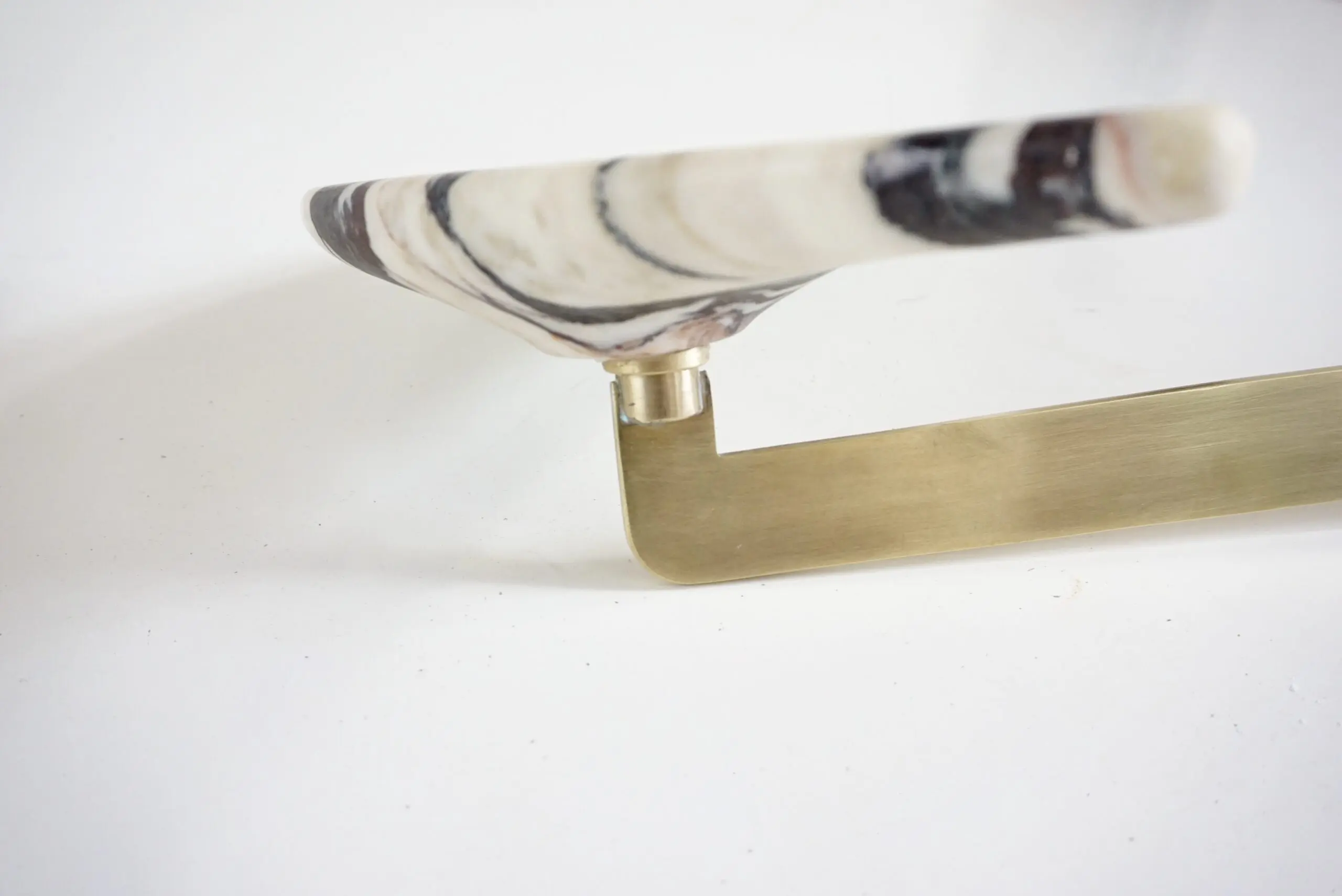pair of unique breccia and brass hanging bed side tables, adjustable arms, 2024 — photo 12