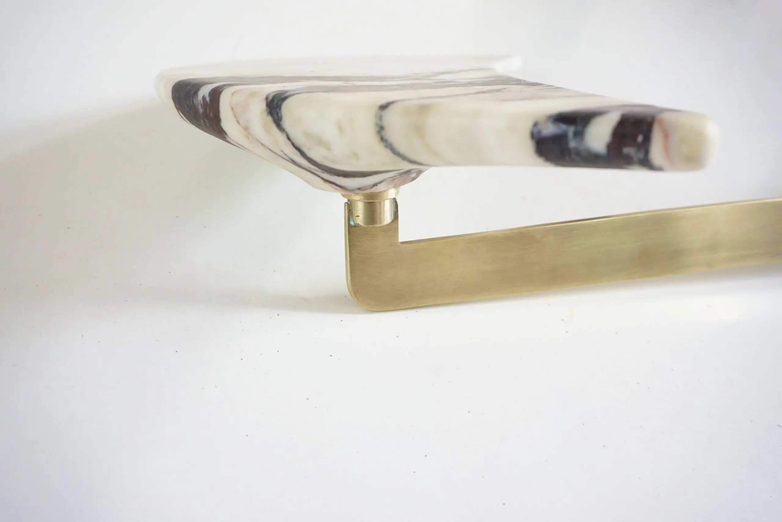 pair of unique breccia and brass hanging bed side tables, adjustable arms, 2024 — photo 13