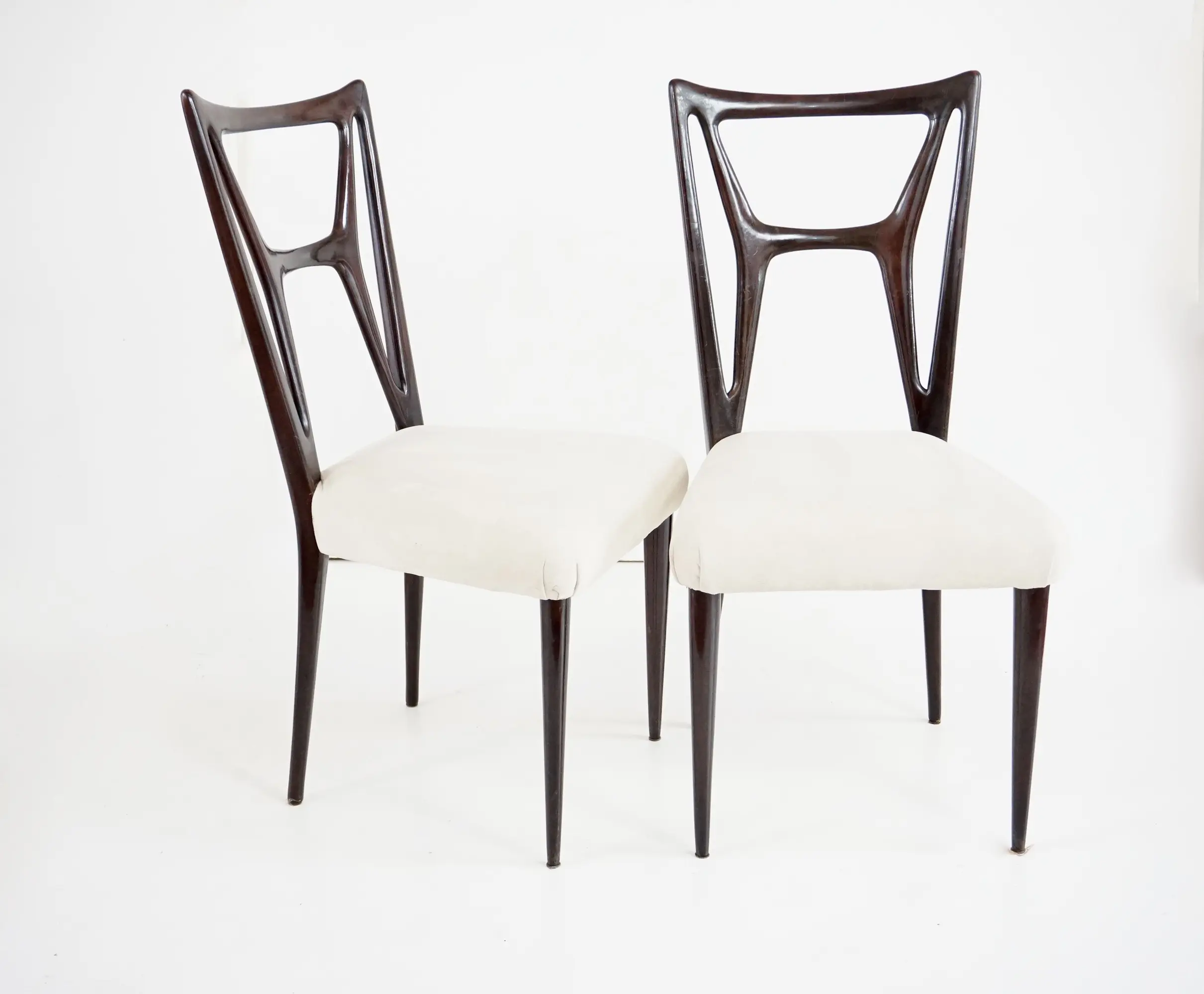 set of six Guglielmo Ulrich att. dining chairs, bentwood  H shape, velvet, 1940 — photo 5