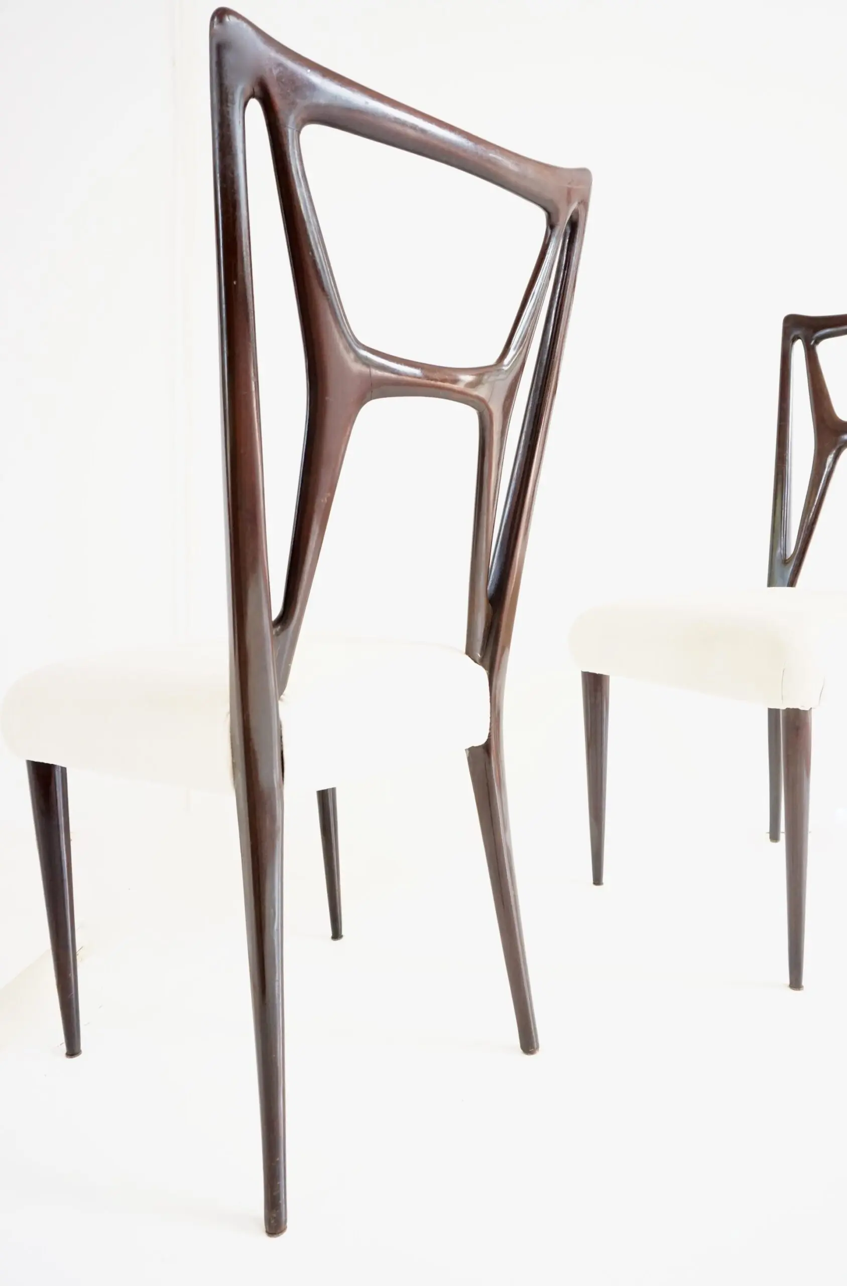 set of six Guglielmo Ulrich att. dining chairs, bentwood  H shape, velvet, 1940 — photo 9