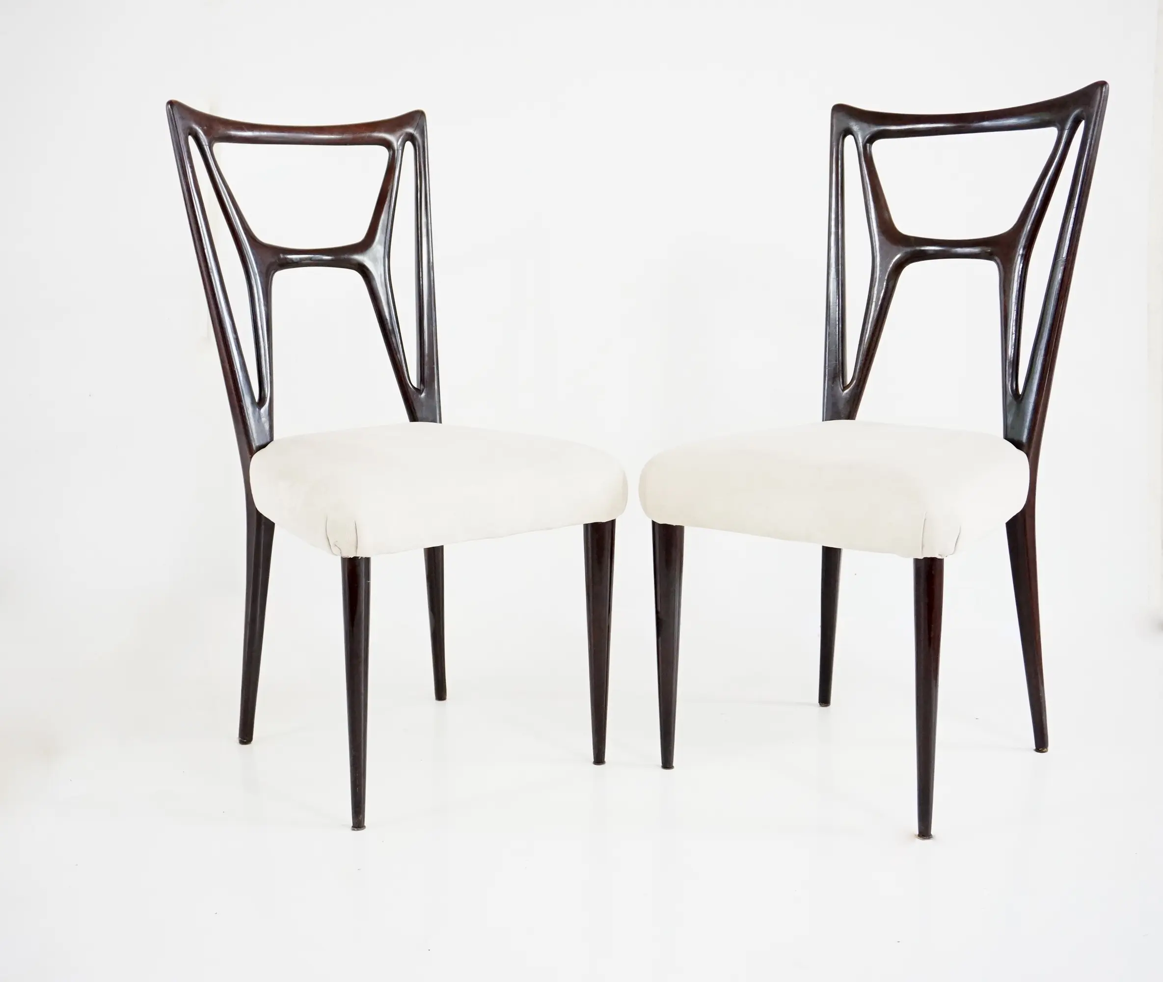 set of six Guglielmo Ulrich att. dining chairs, bentwood  H shape, velvet, 1940 — image 3