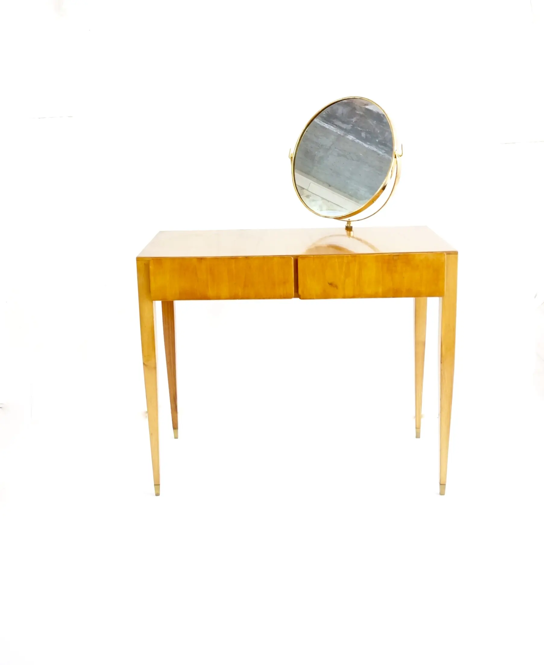 Gio Ponti Vanity desk with a brass circular mirror from Hotel Royal Naples, 1955 — image 3