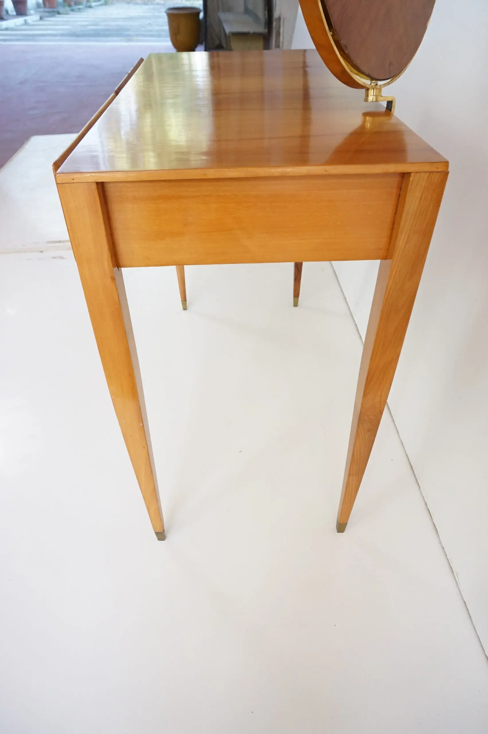Gio Ponti Vanity desk with a brass circular mirror from Hotel Royal Naples, 1955 — photo 15
